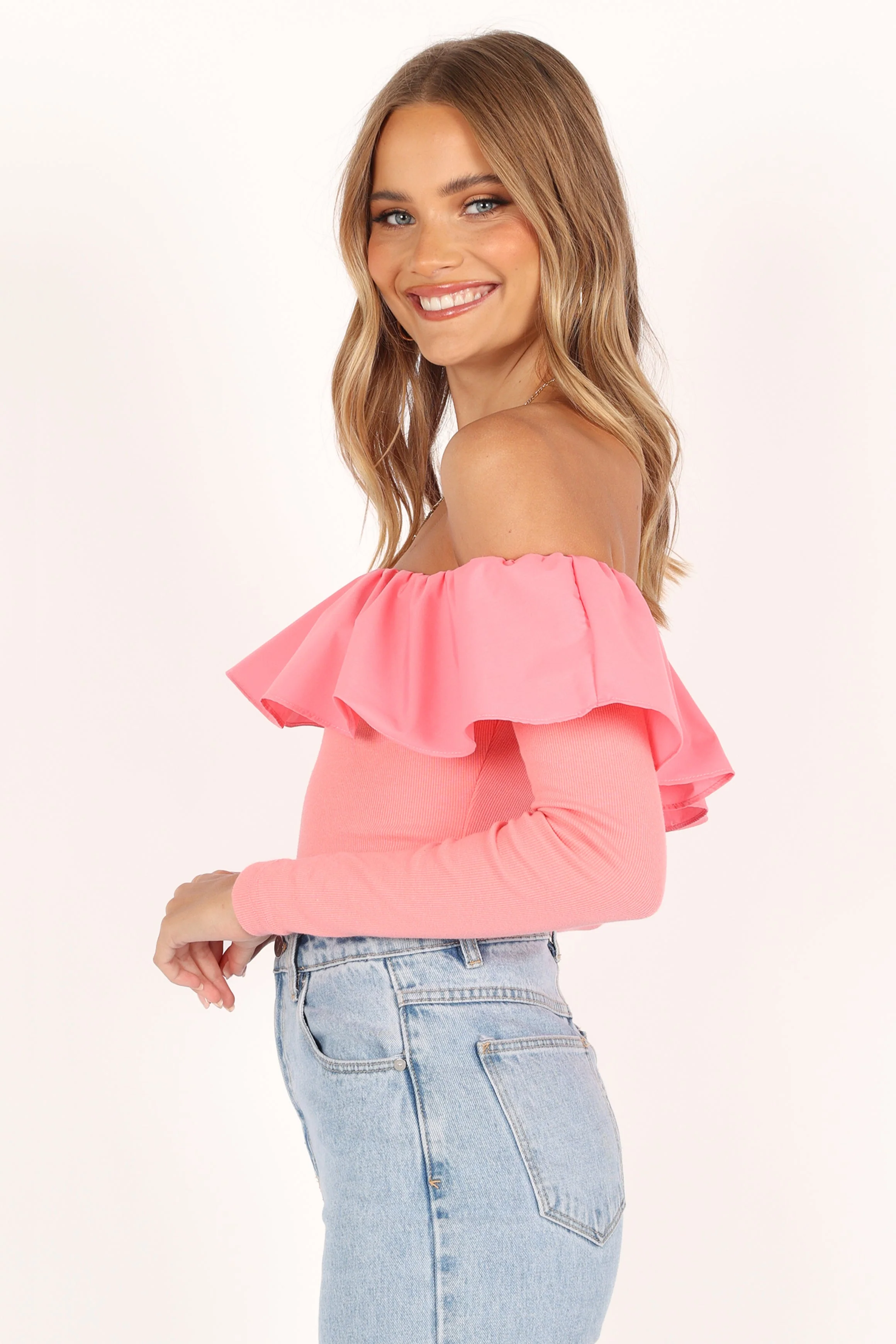Cloe Off Shoulder Top - Pink