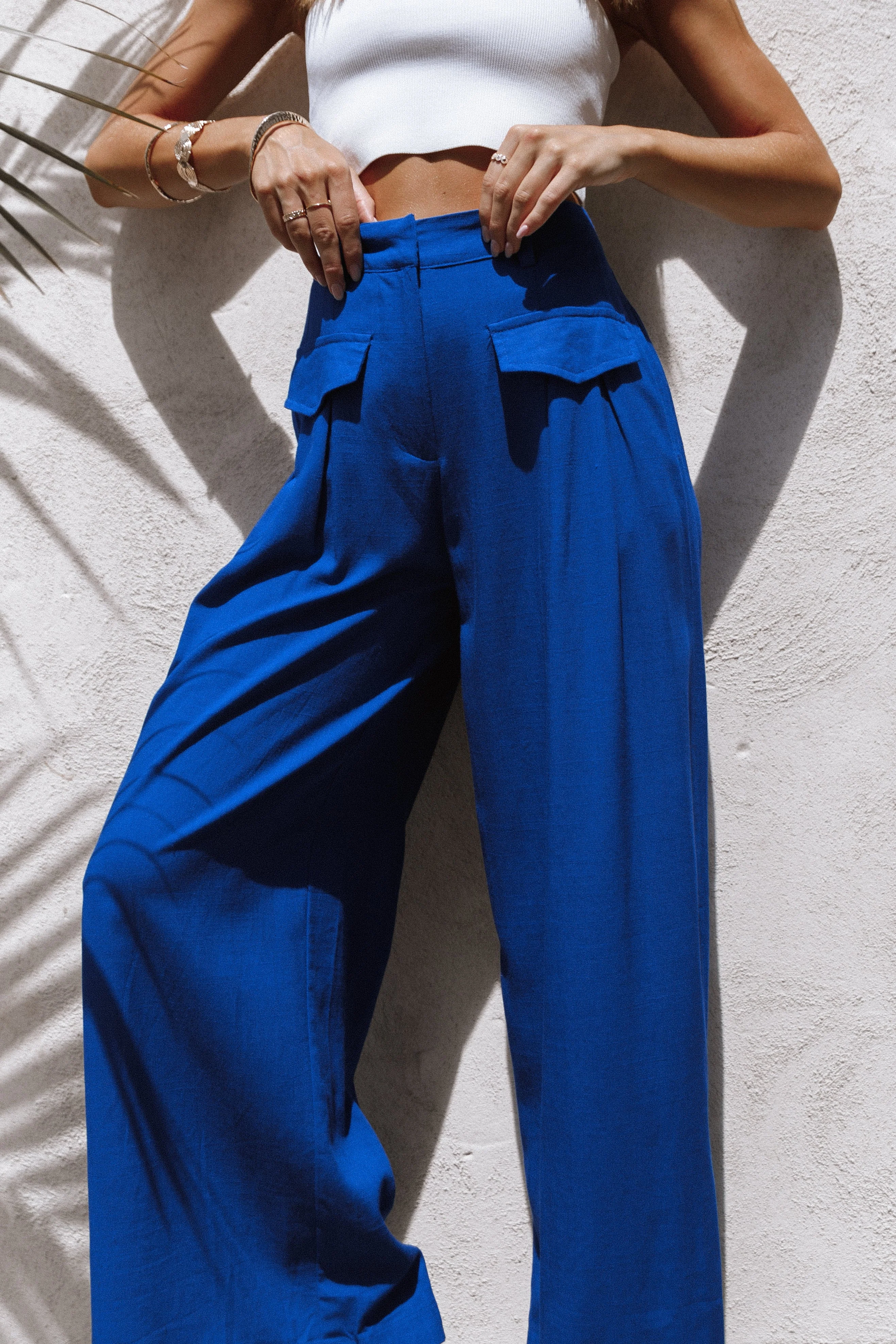 Joanie Wide Leg Pants - Blue