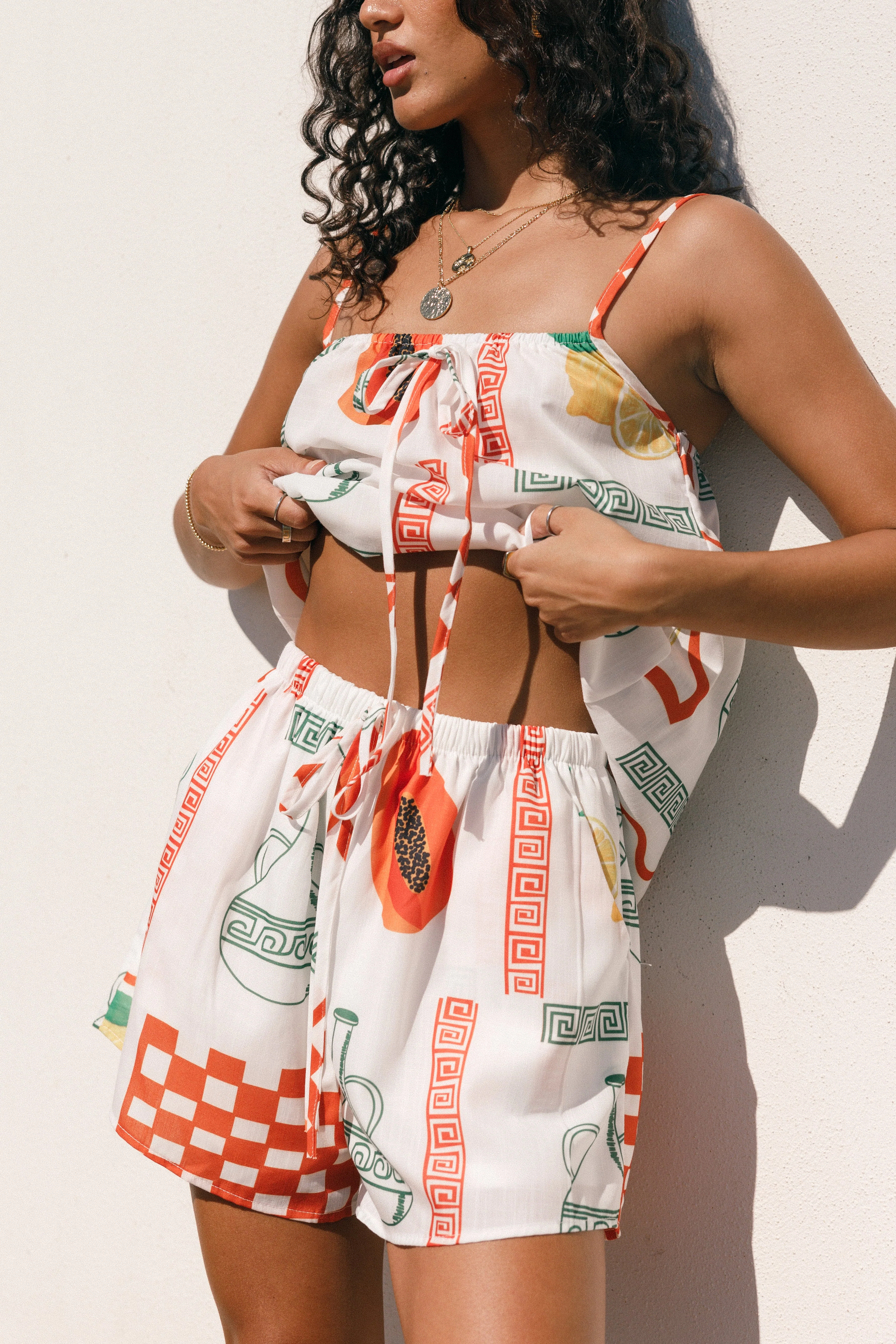 Robinson Short Set - White Orange