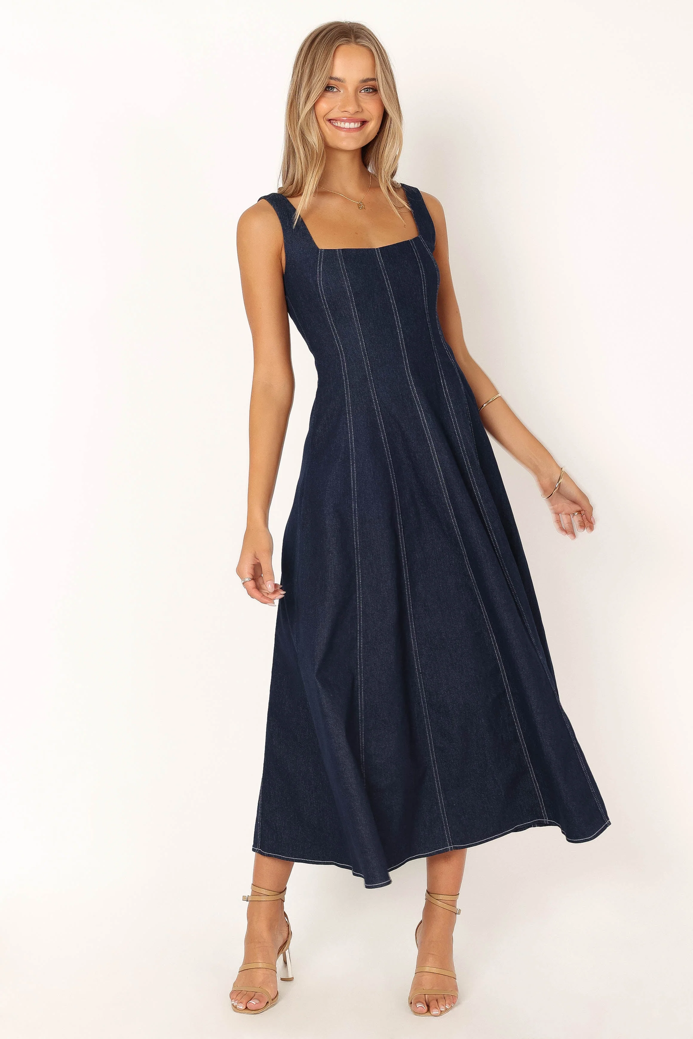 Callum Midi Dress - Dark Denim