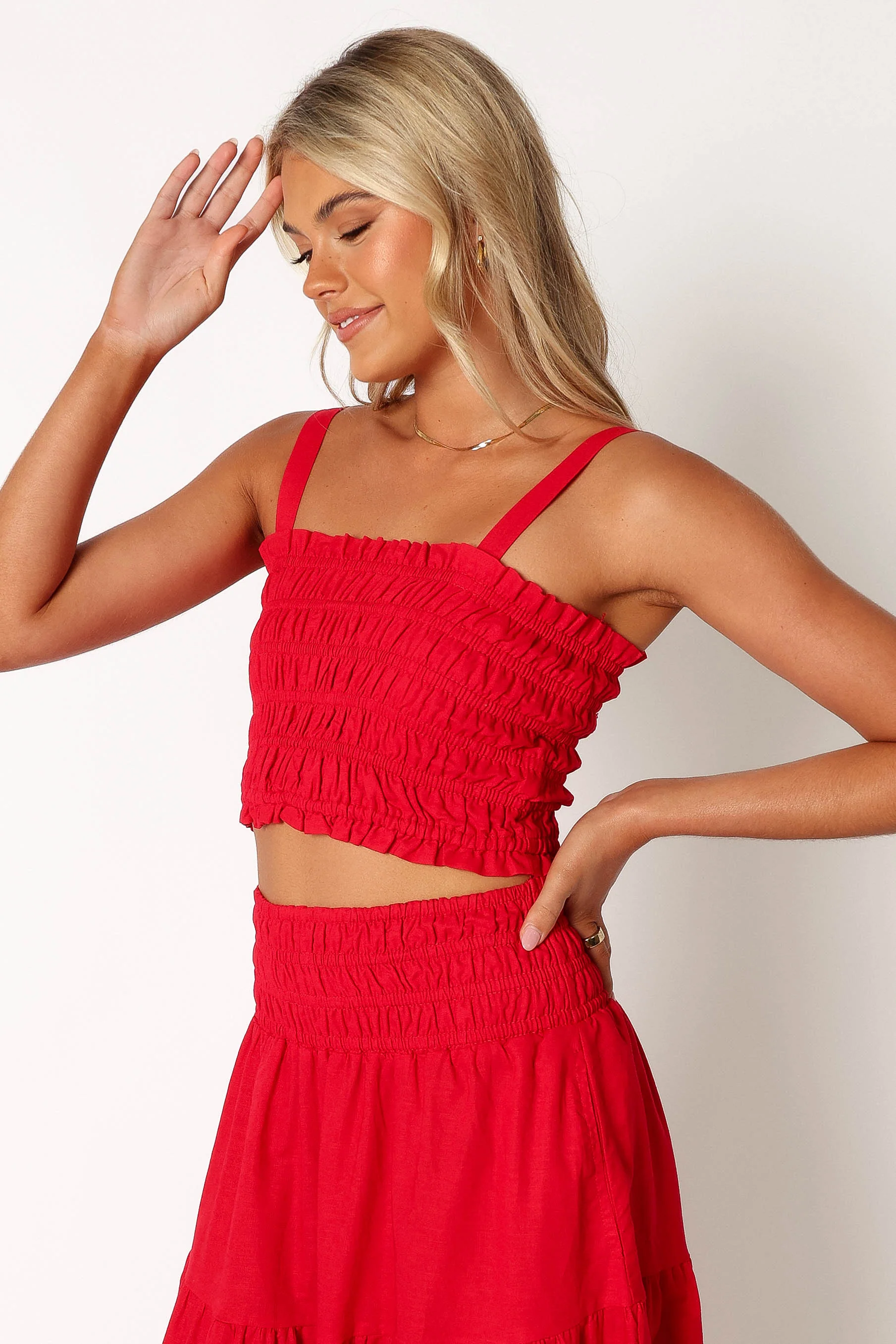 Kessie Shirred Top - Red