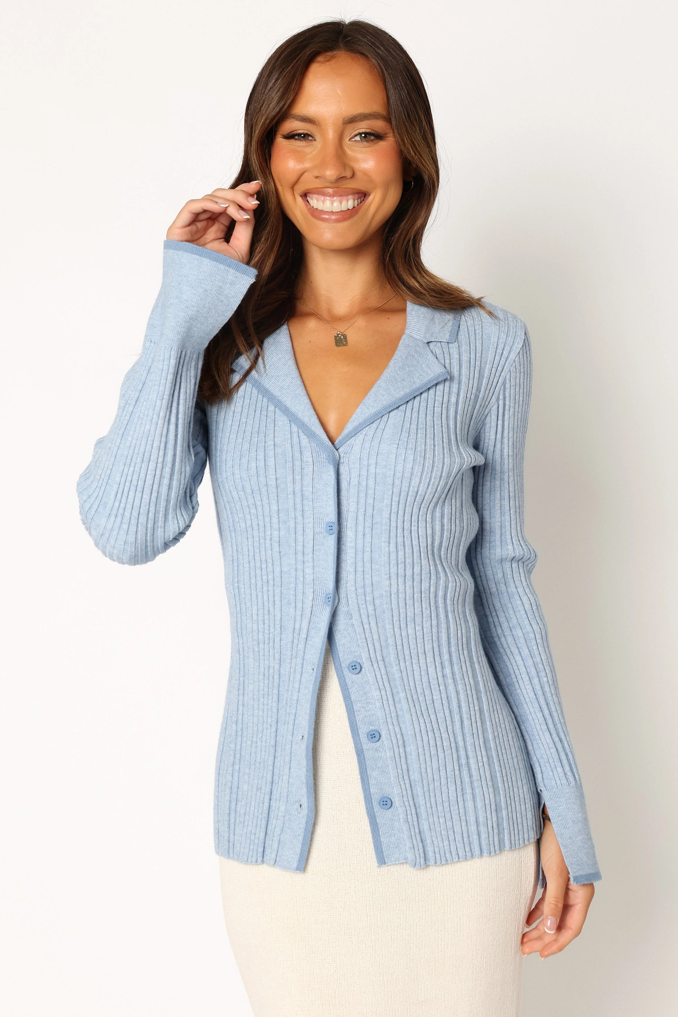 Florence Long Sleeve Knit Top - Blue