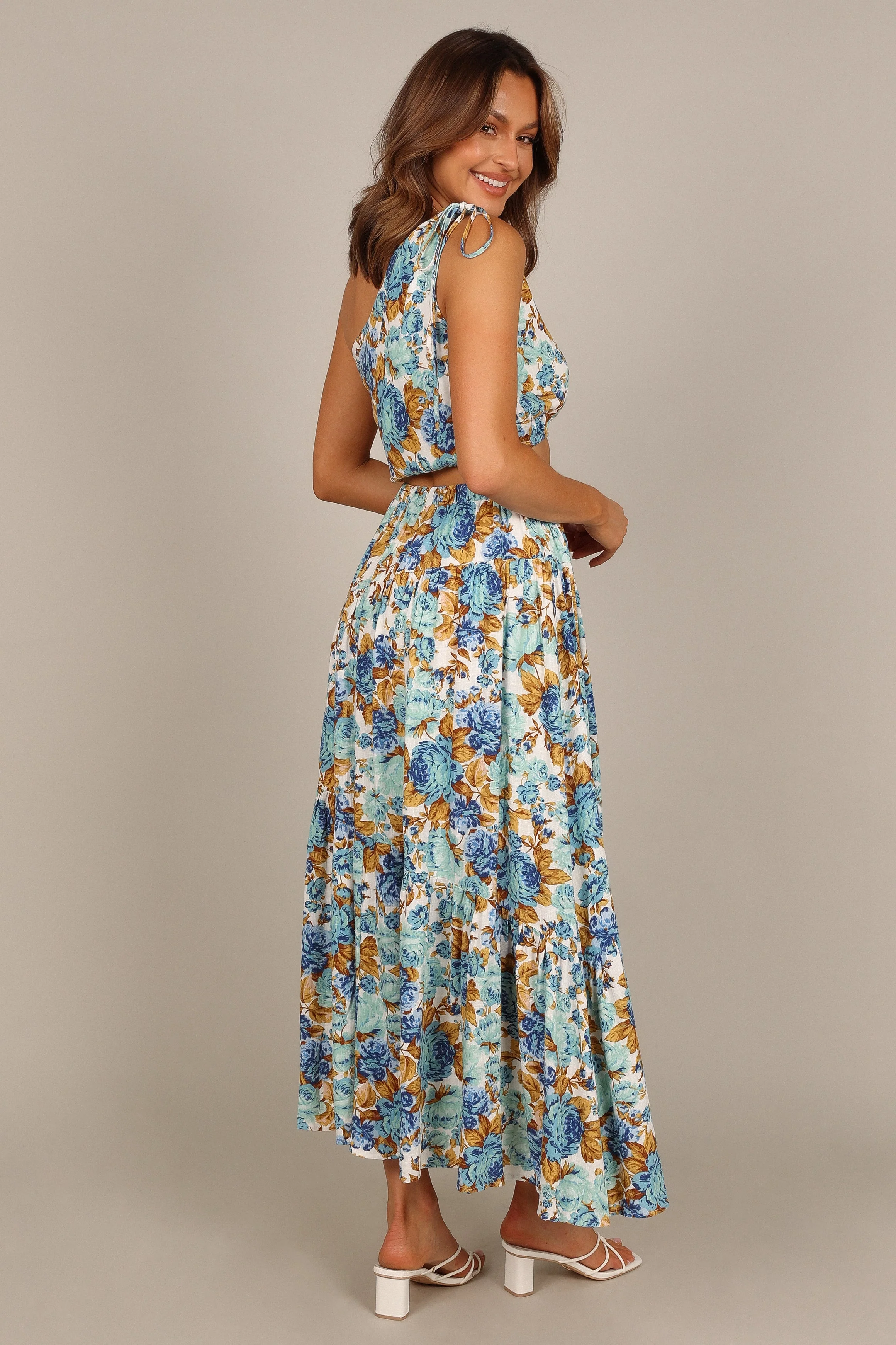 Jules High Waisted Maxi Skirt - Blue Floral