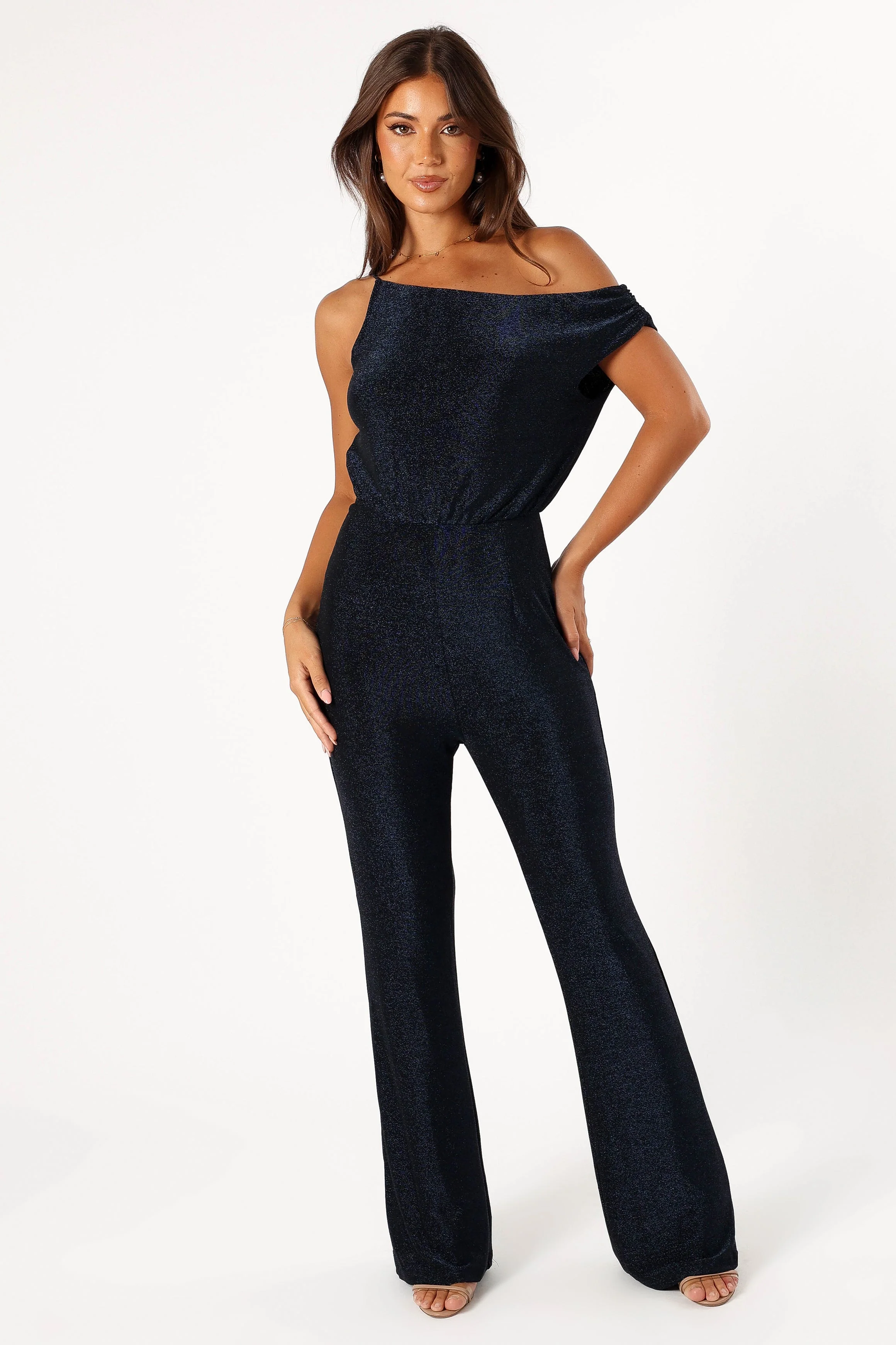 Heather One Shoulder Jumpsuit - Navy