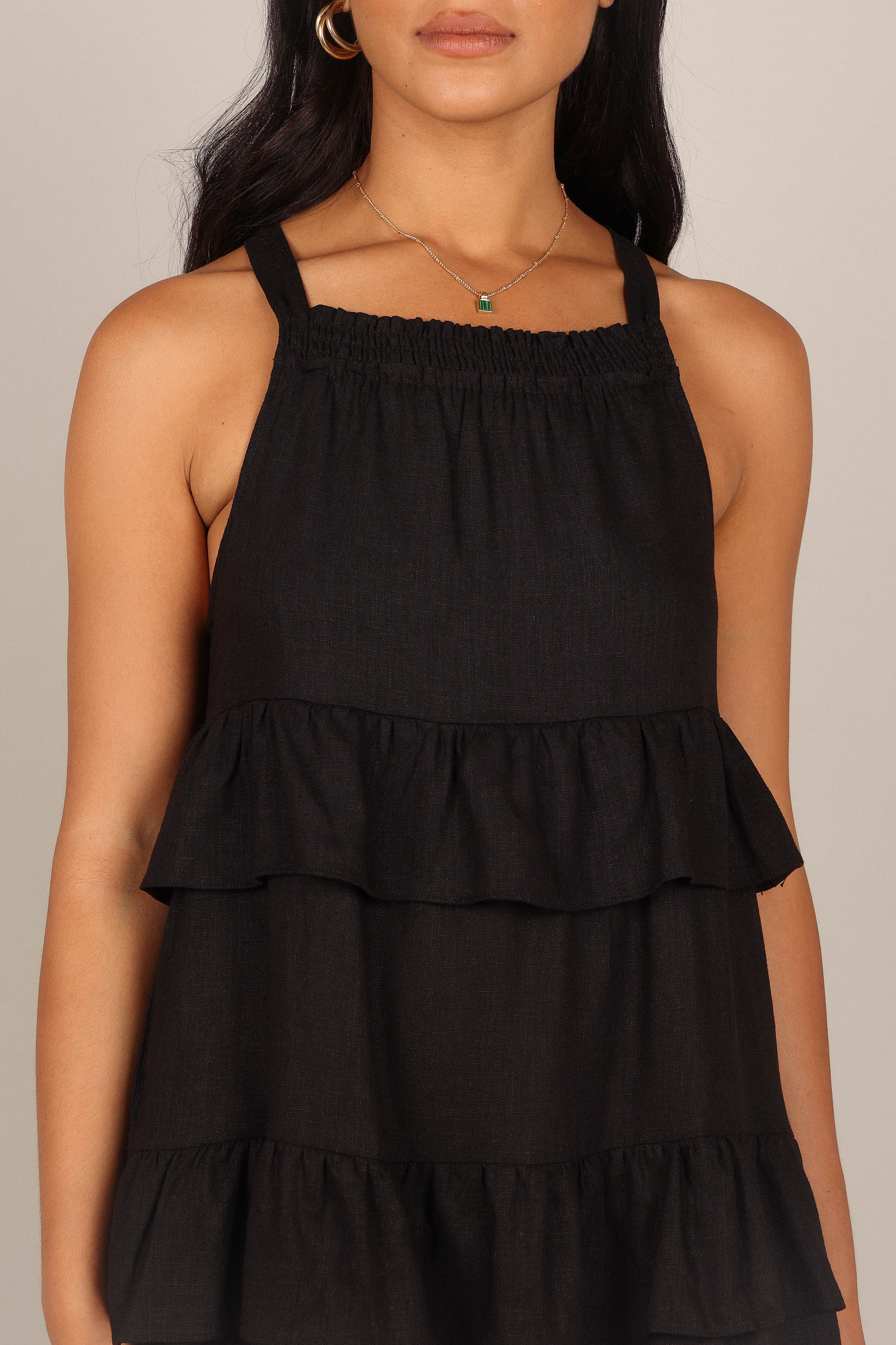 Sherry Tiered Mini Dress - Black