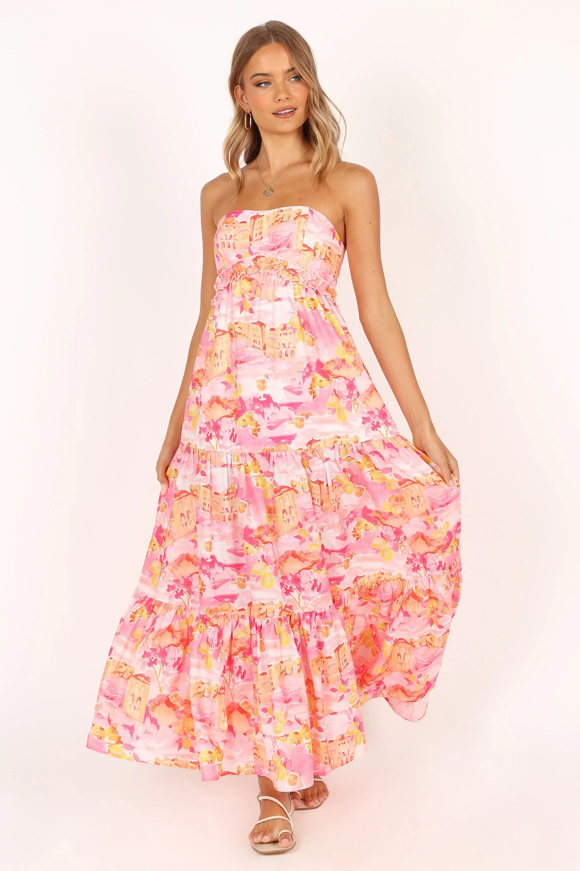 Arianna Strapless Dress - Pink Scenic