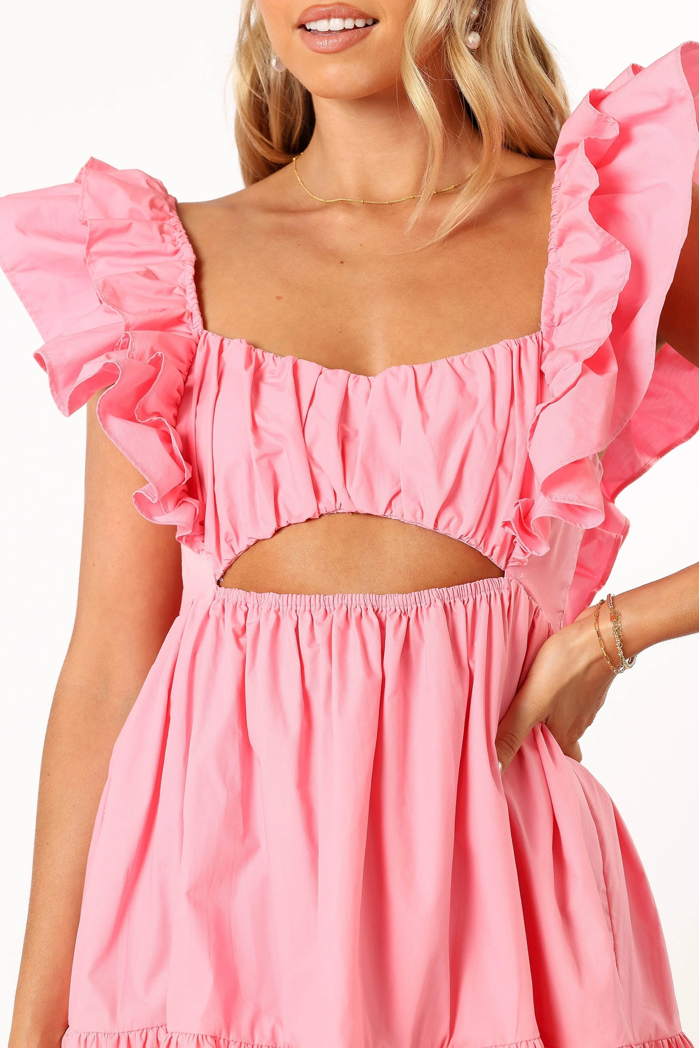 Amias Frill Sleeve Mini Dress - Candy Pink