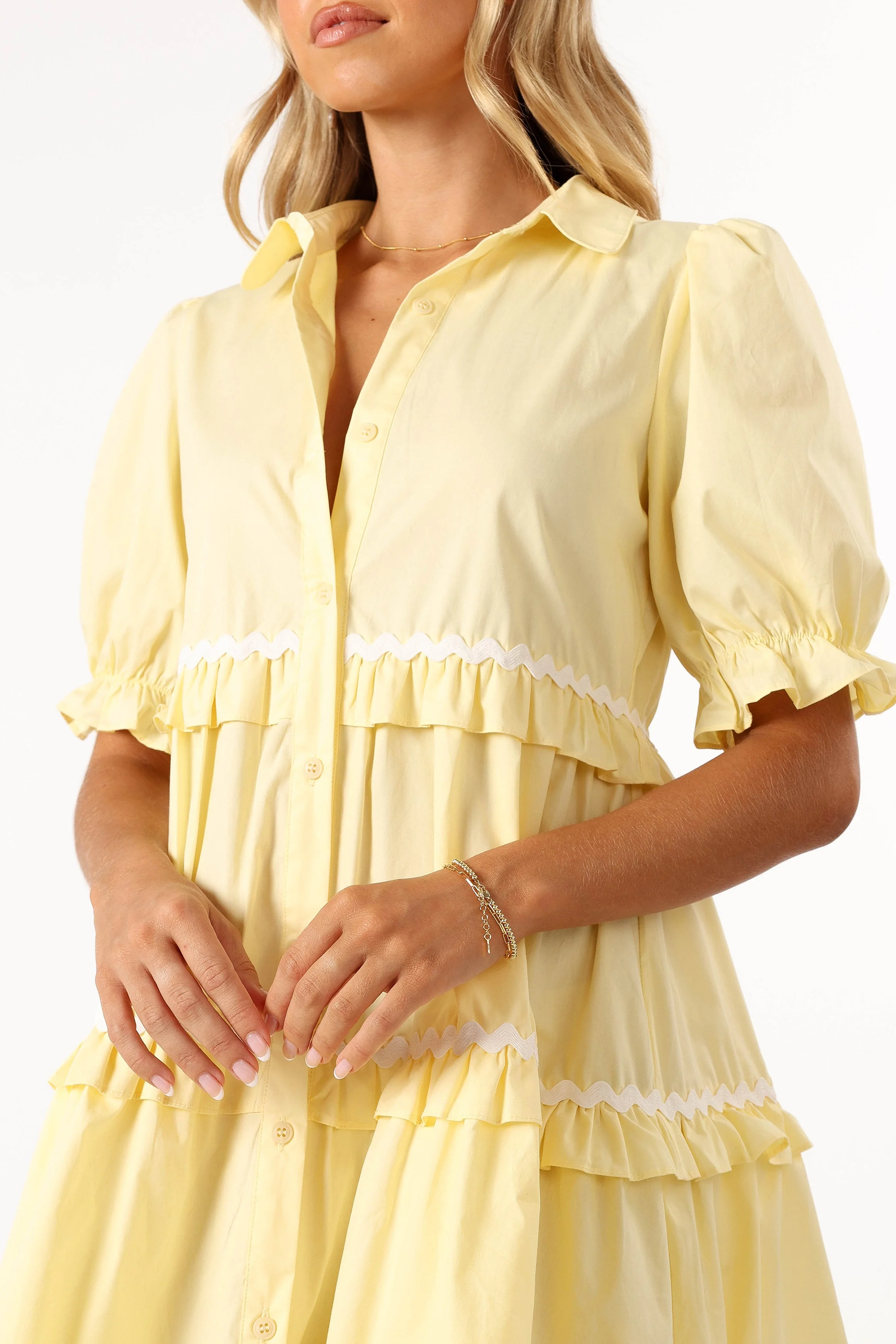 Shively Mini Dress - Yellow/White