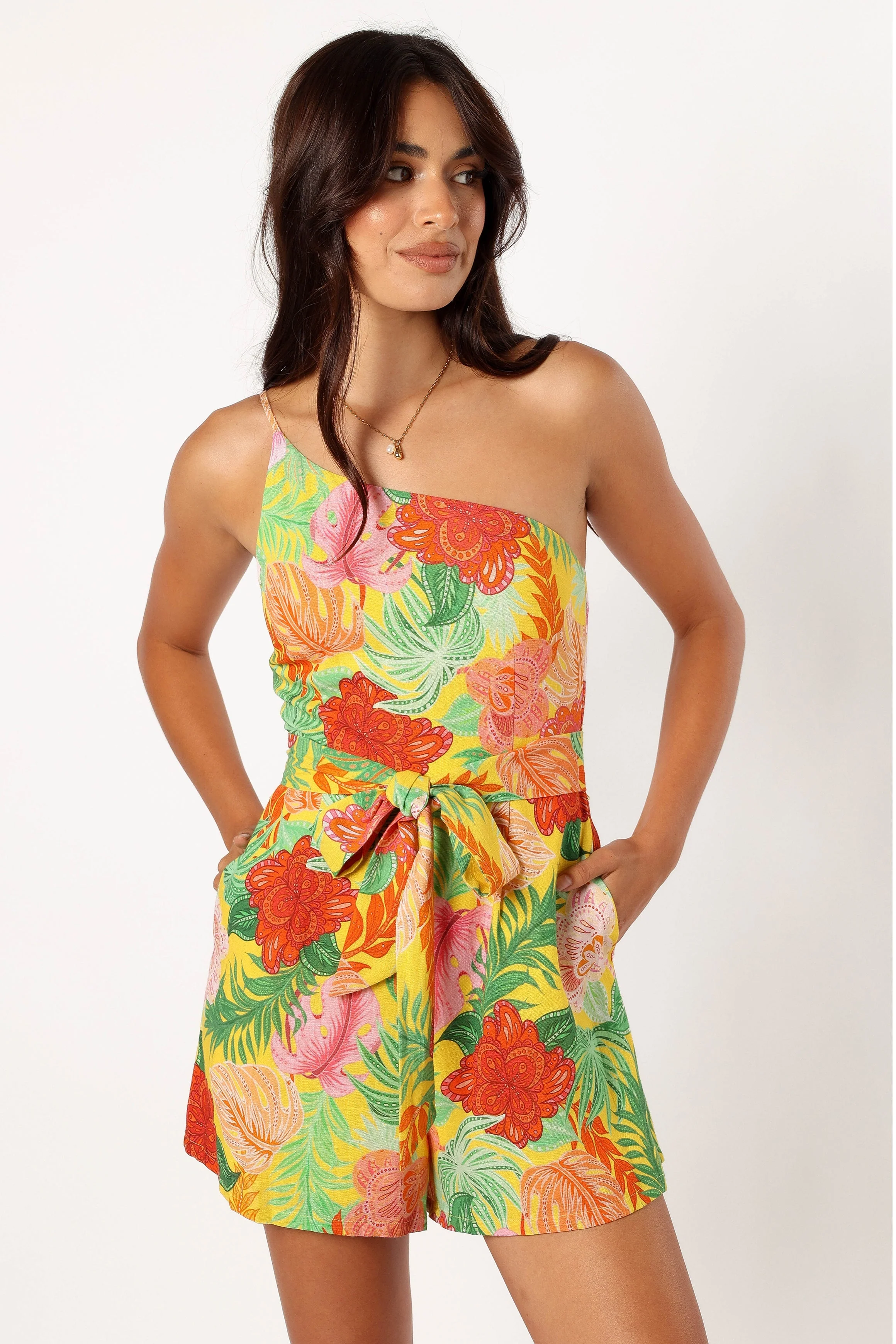 Milo One Shoulder Playsuit - Leilani Print