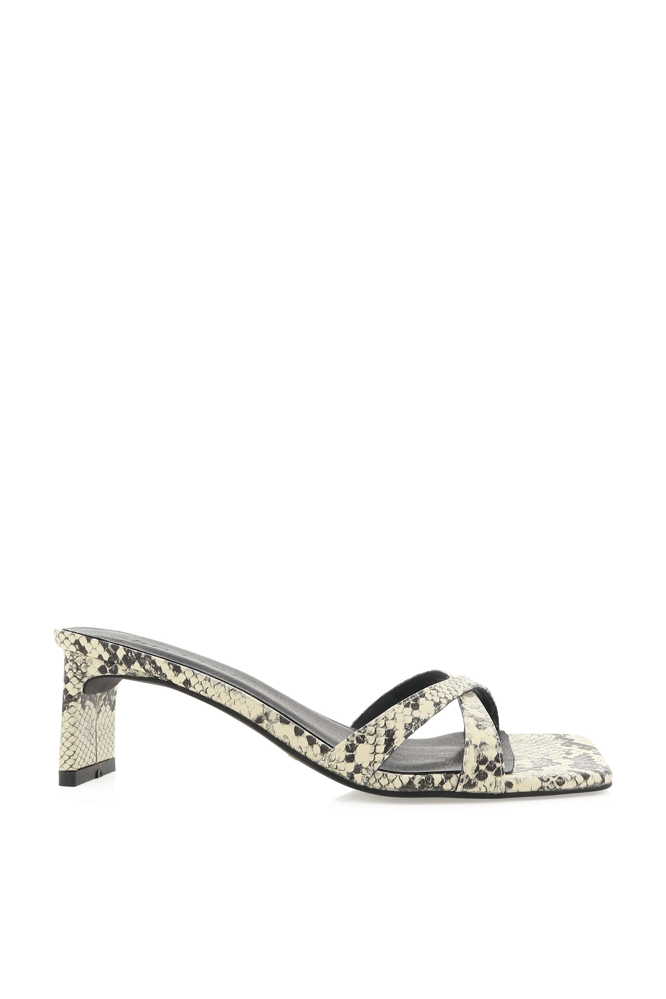 Yahara Mid Block Heel - Cream Snake