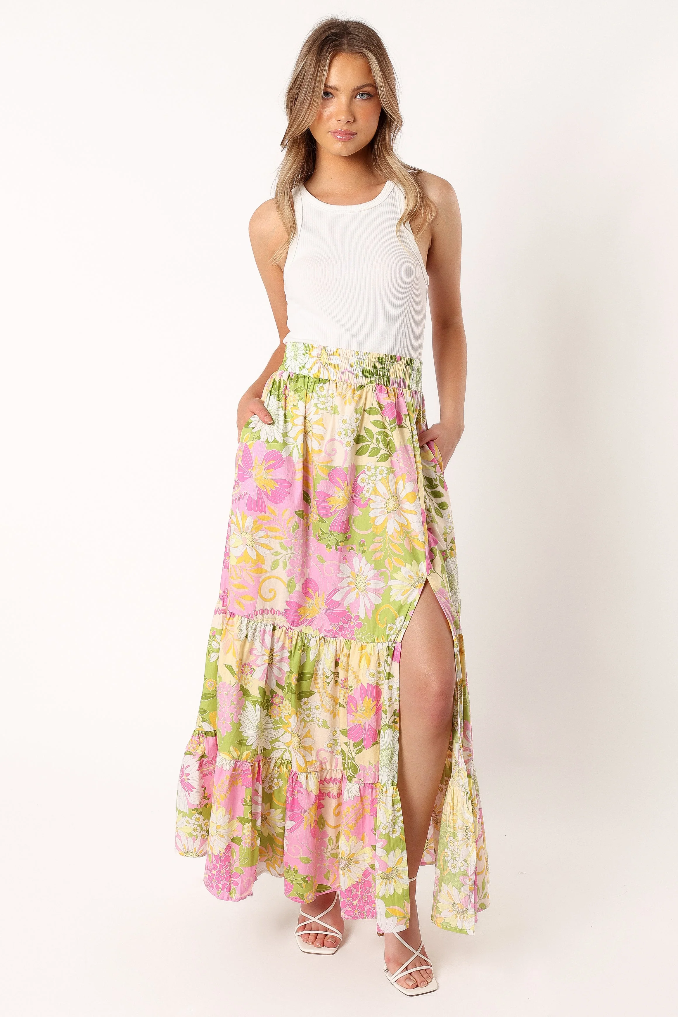 Doja Maxi Skirt - Pink Green