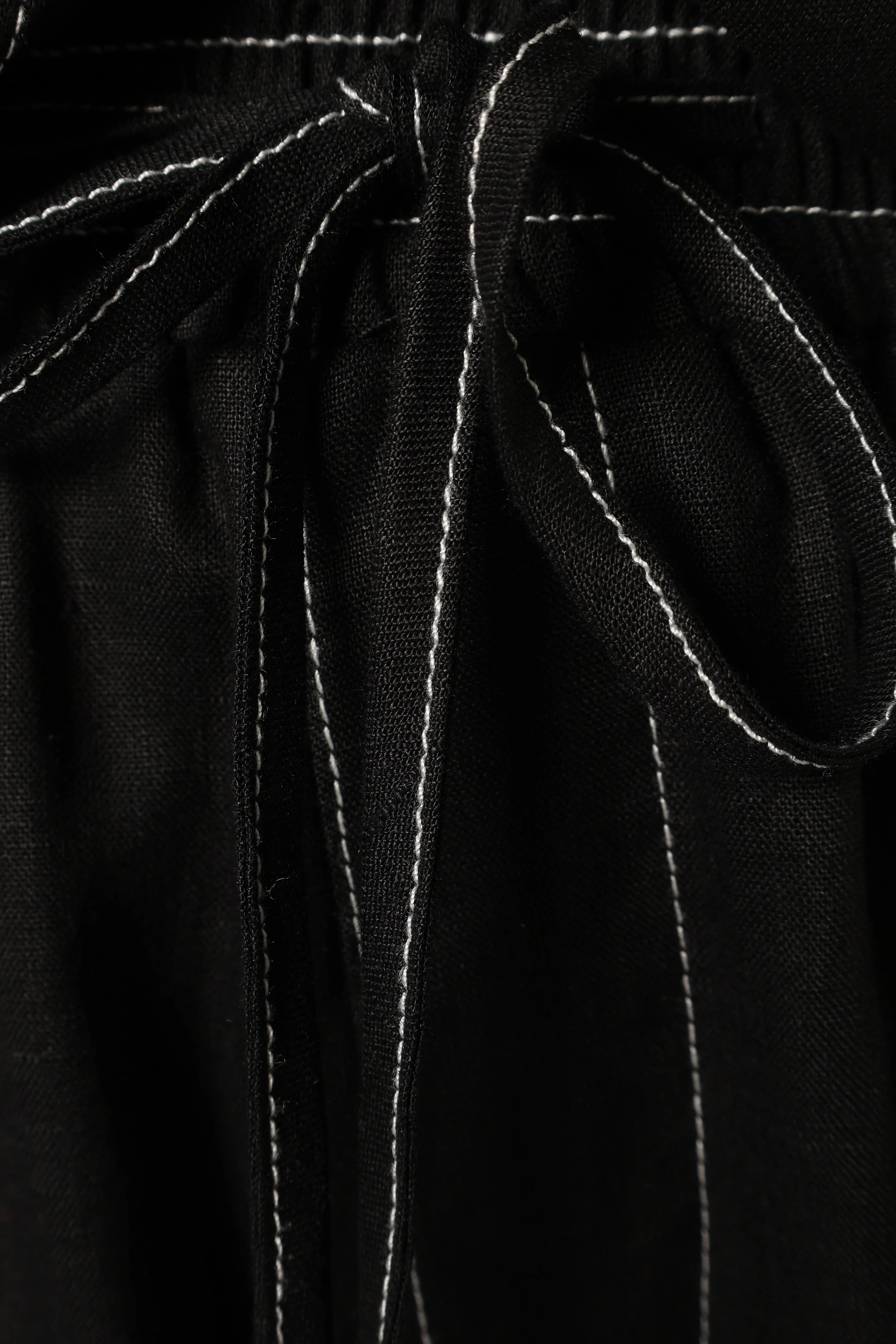 Sara Contrast Stitch Pants - Black