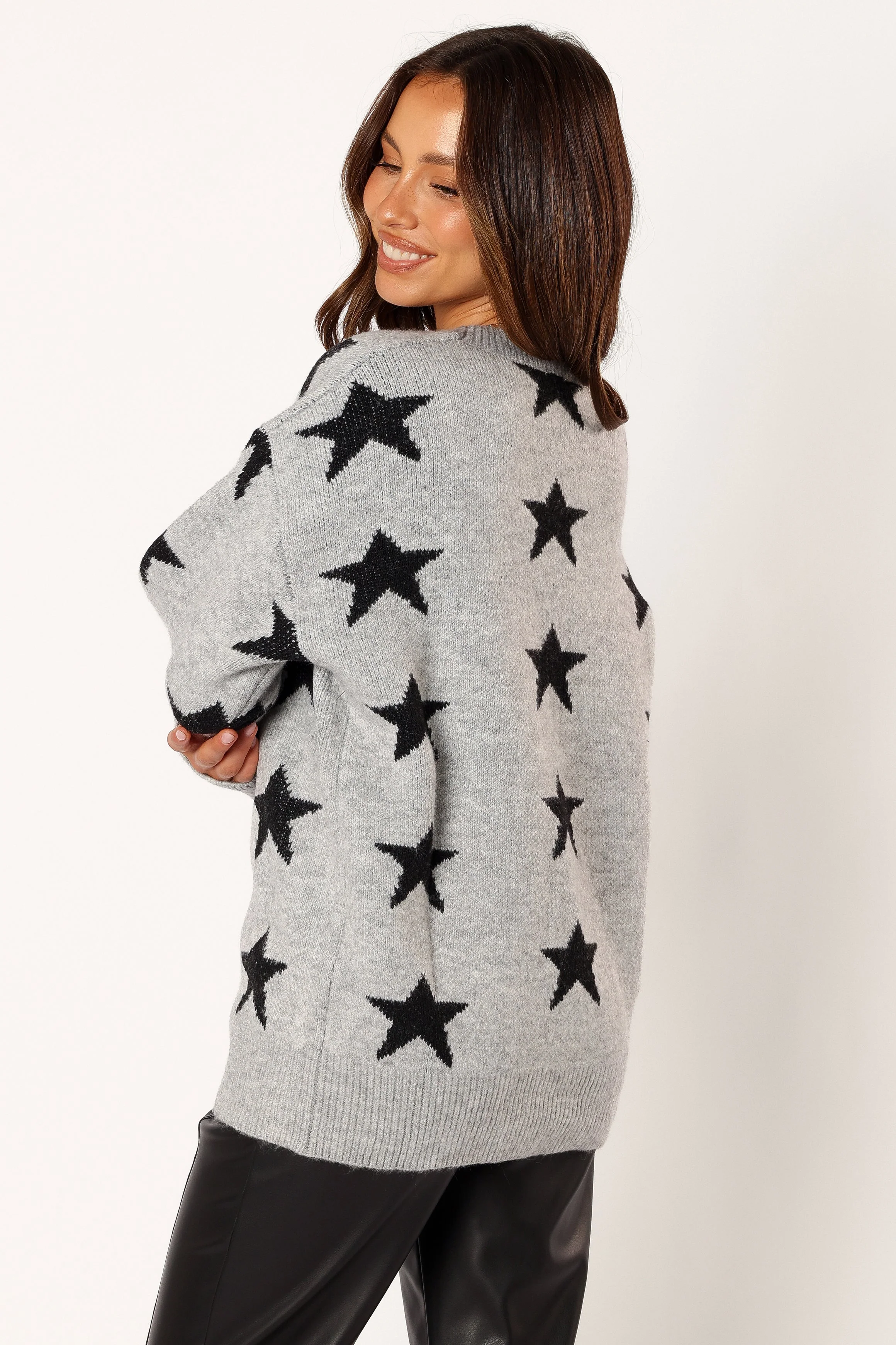 Janiyah Star Knit Sweater - Grey Black