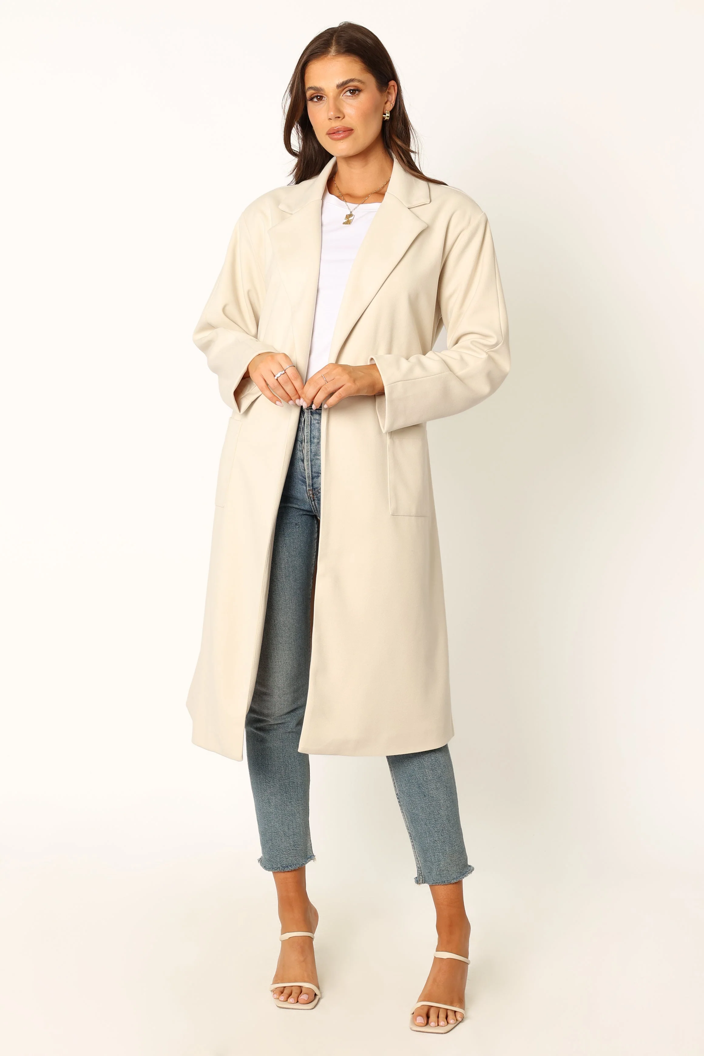 Eden Tie Front Coatigan - Beige