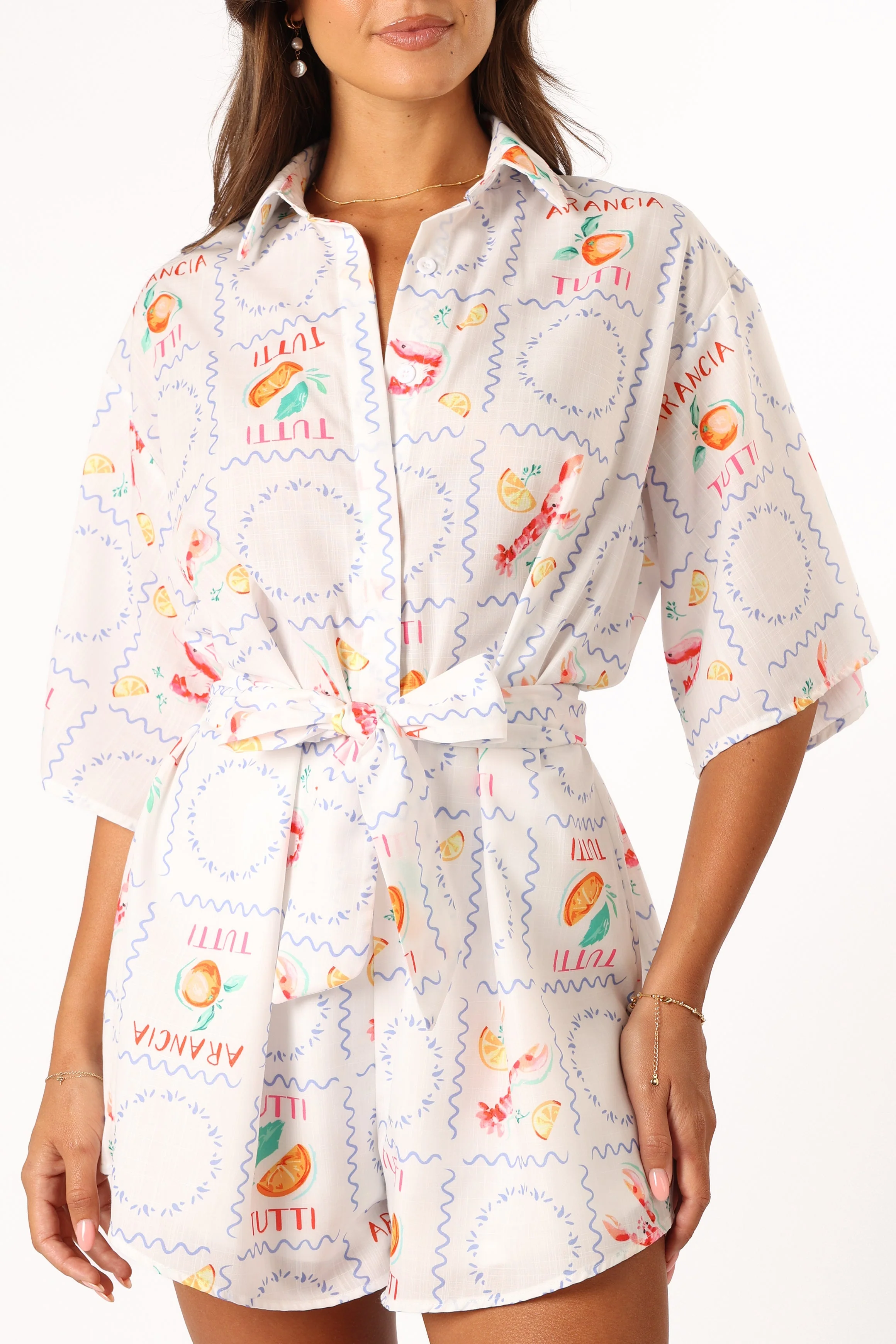 Kellie Playsuit - White Tutti Print