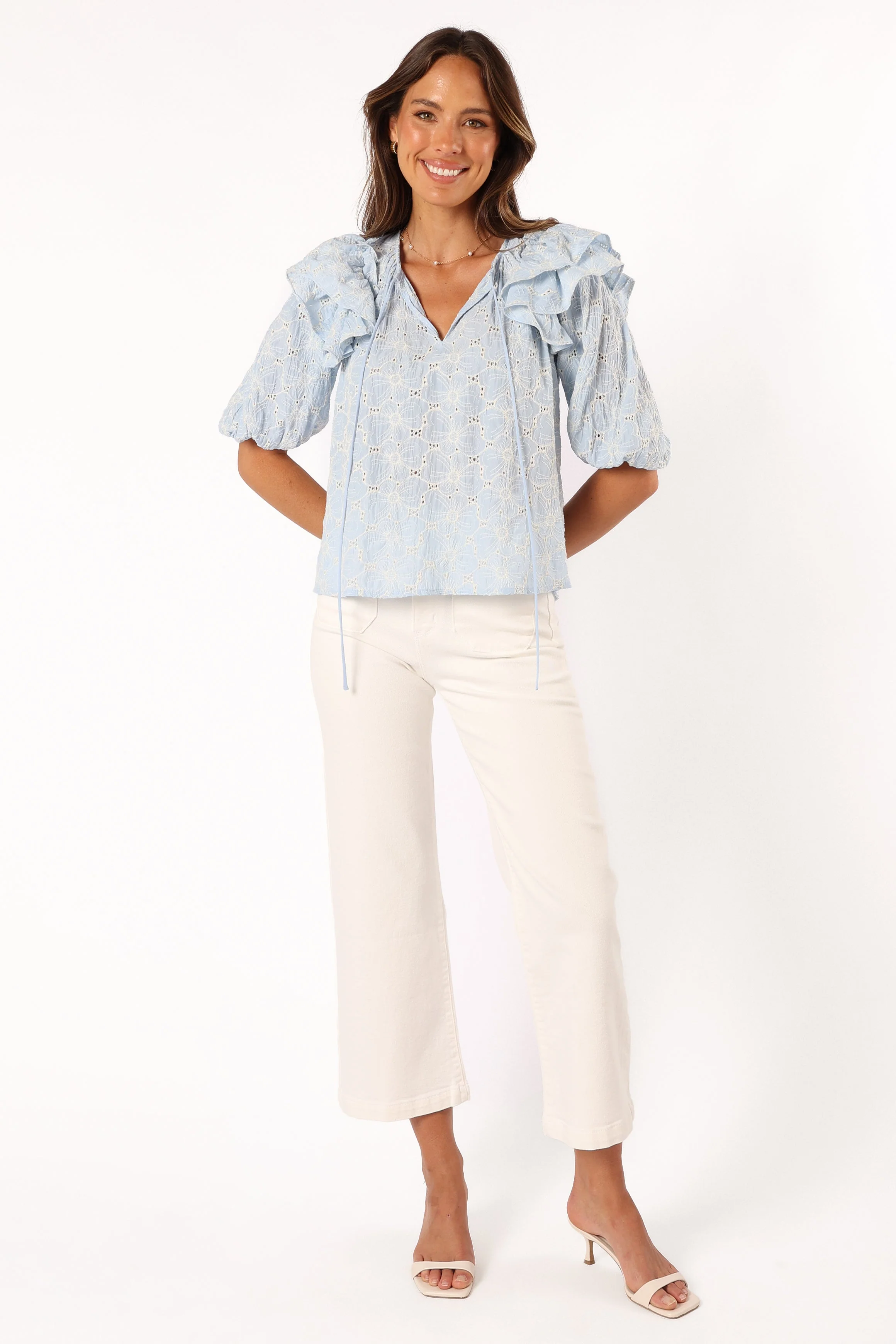 Iris Ruffled Top - Blue