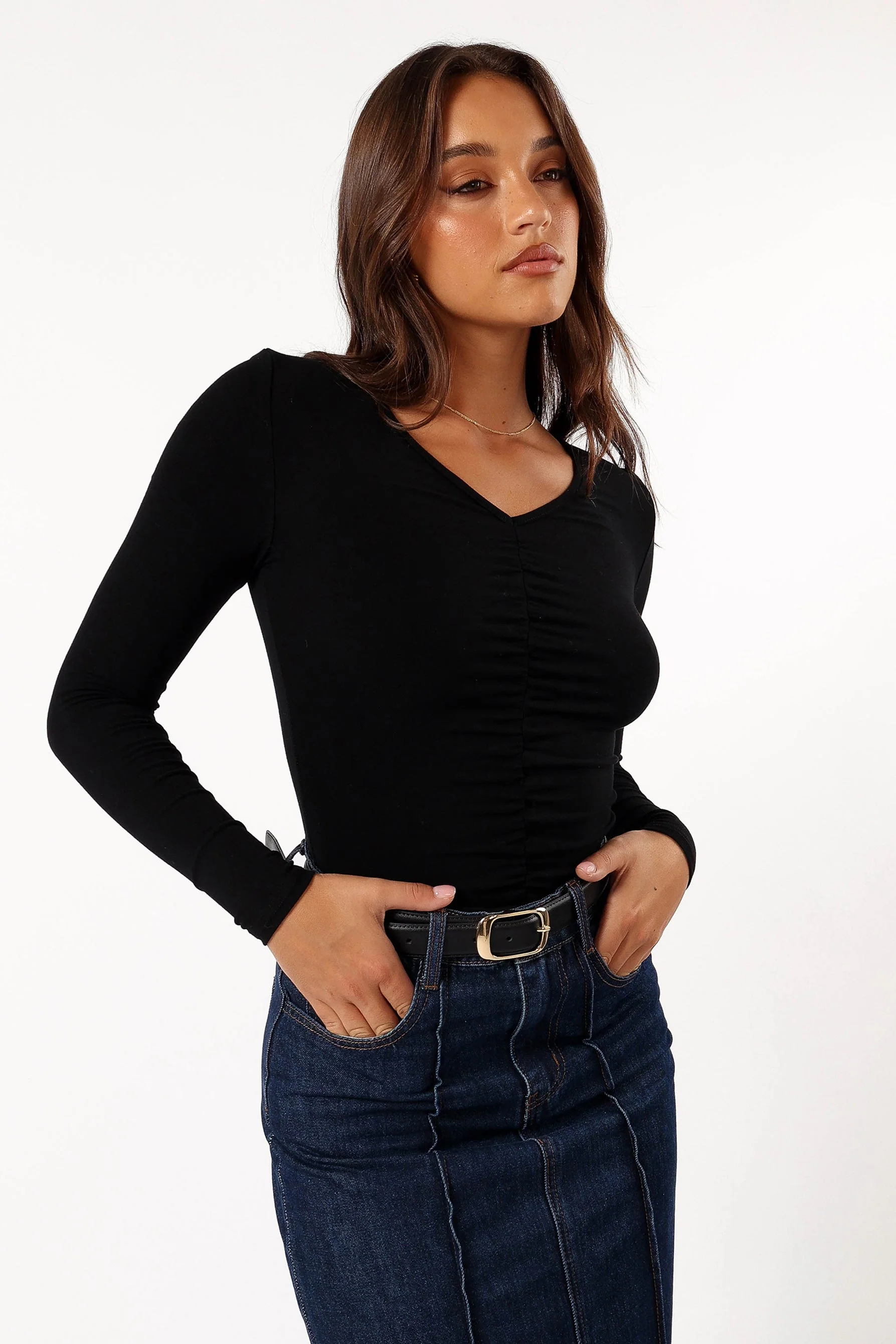 Roma Ruched Top - Black