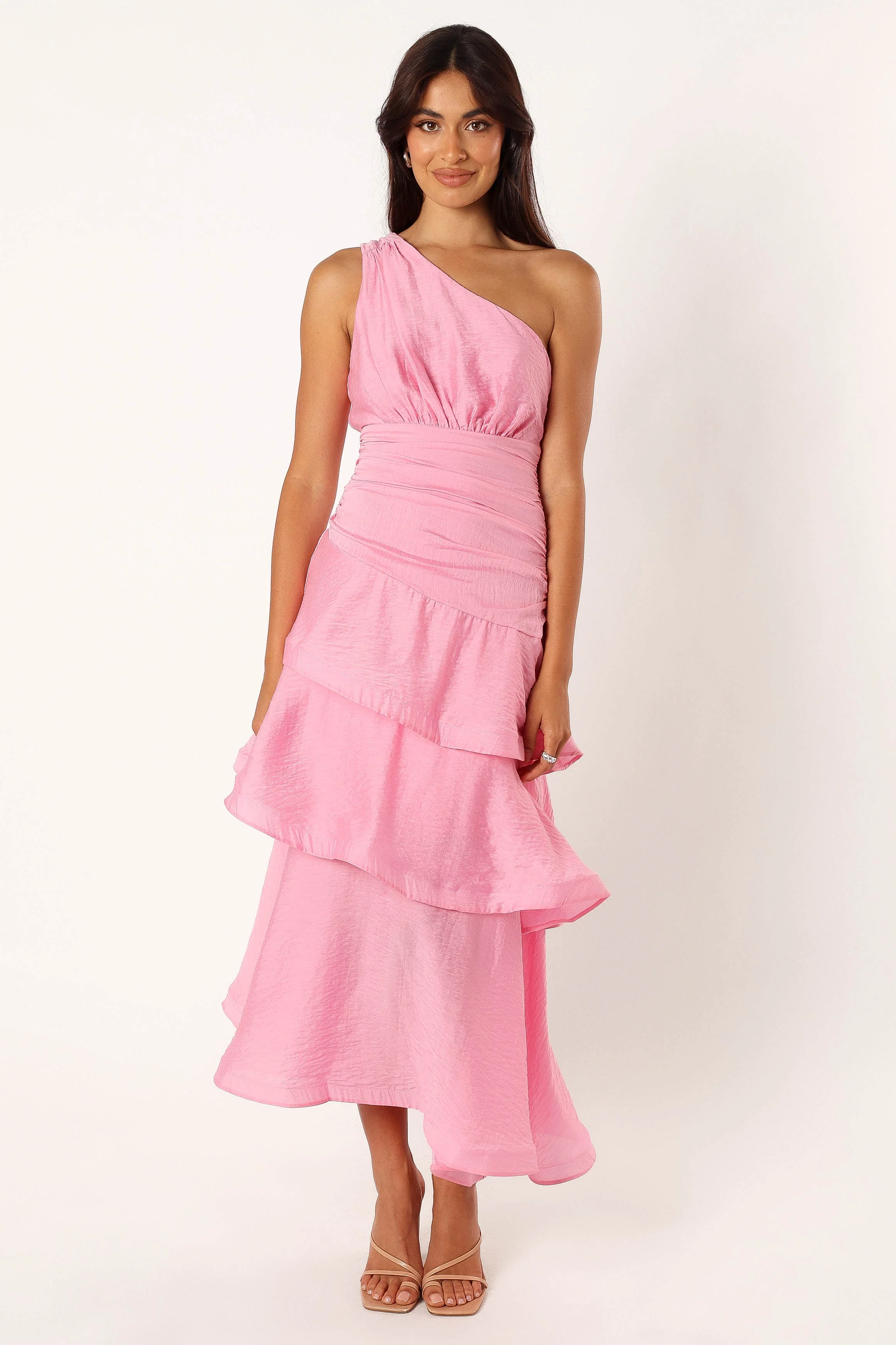 Bryson One Shoulder Midi Dress - Pink