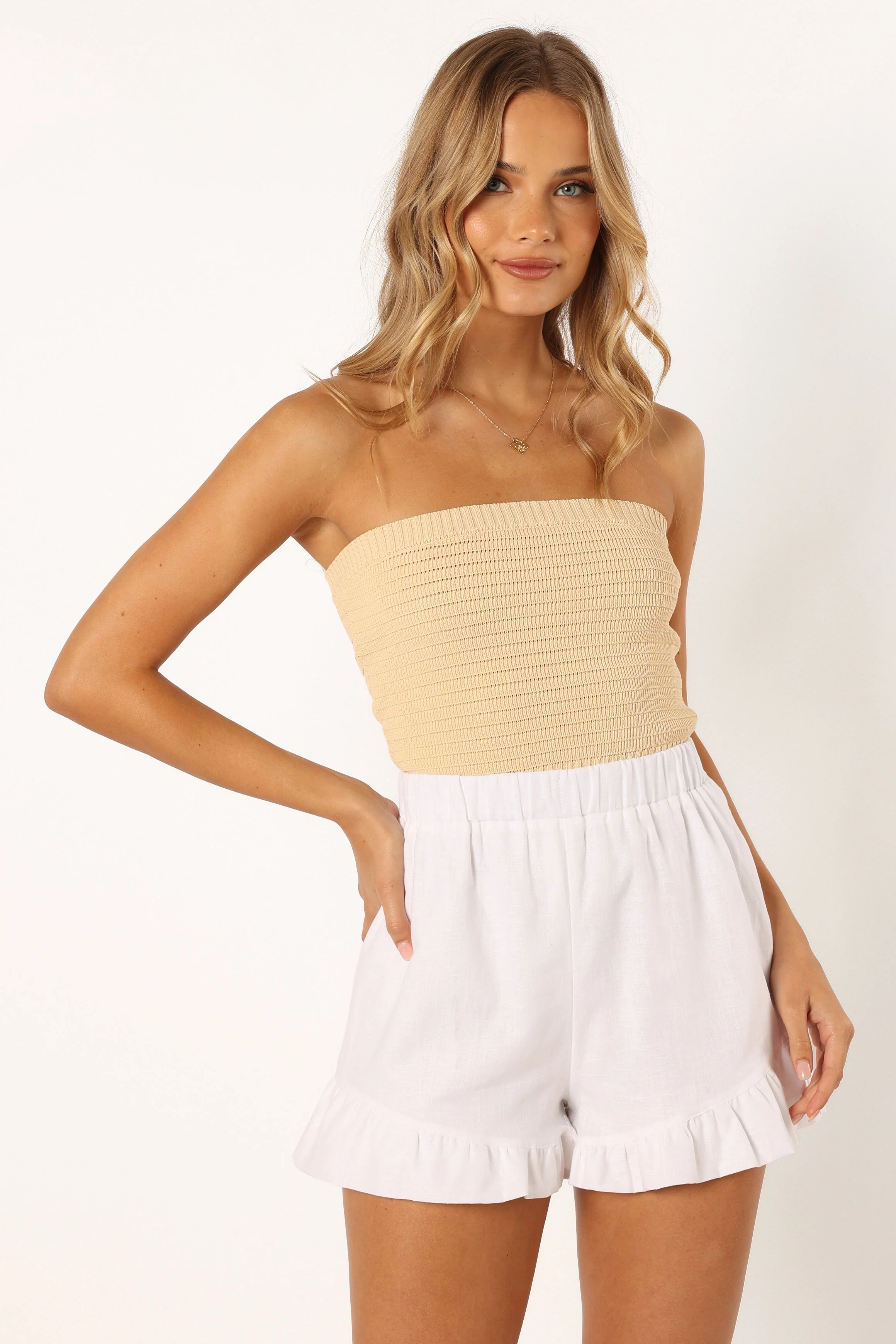 Bianca Frill Hem Shorts - White