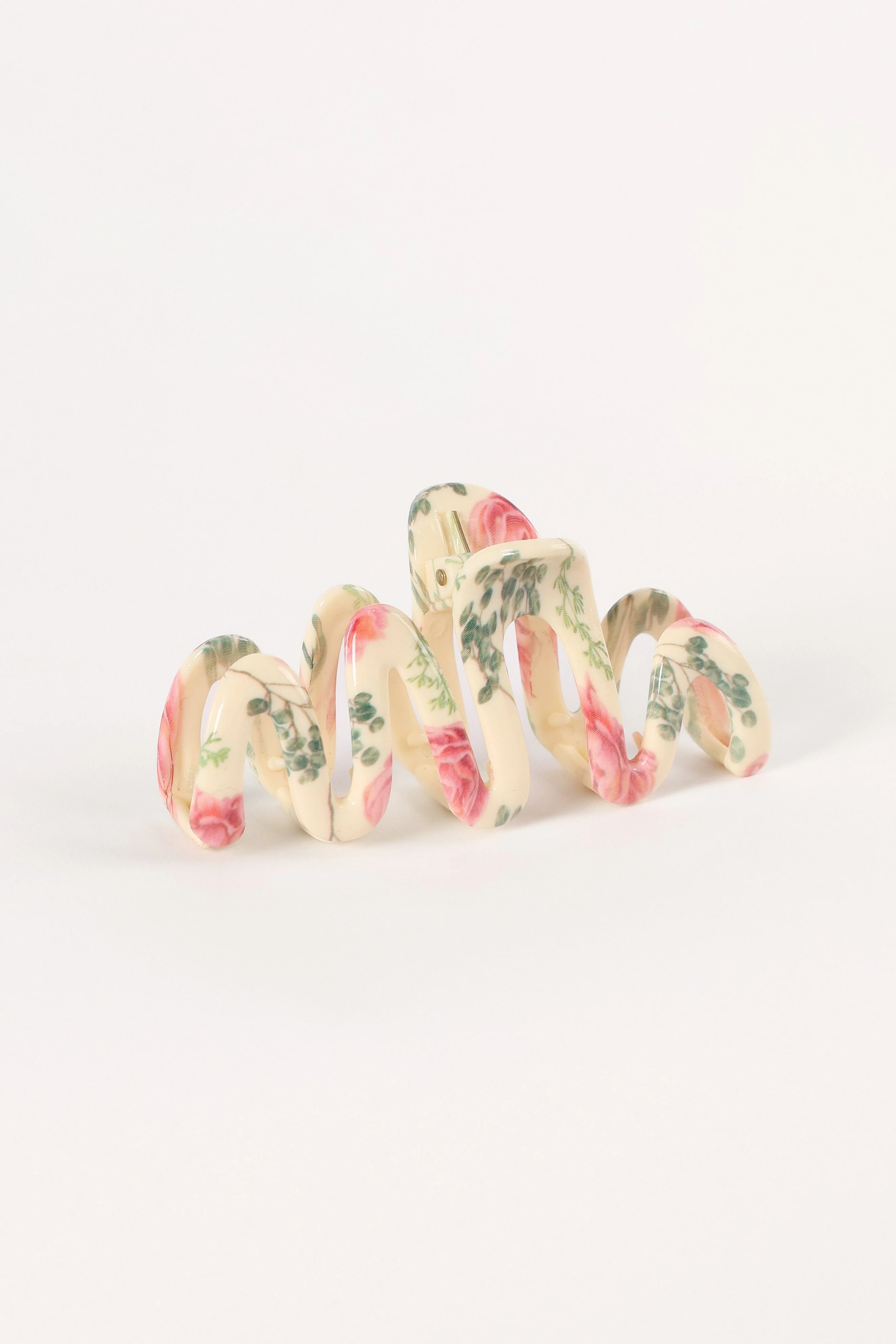 Cambria Floral Hair Clip - White/Pink