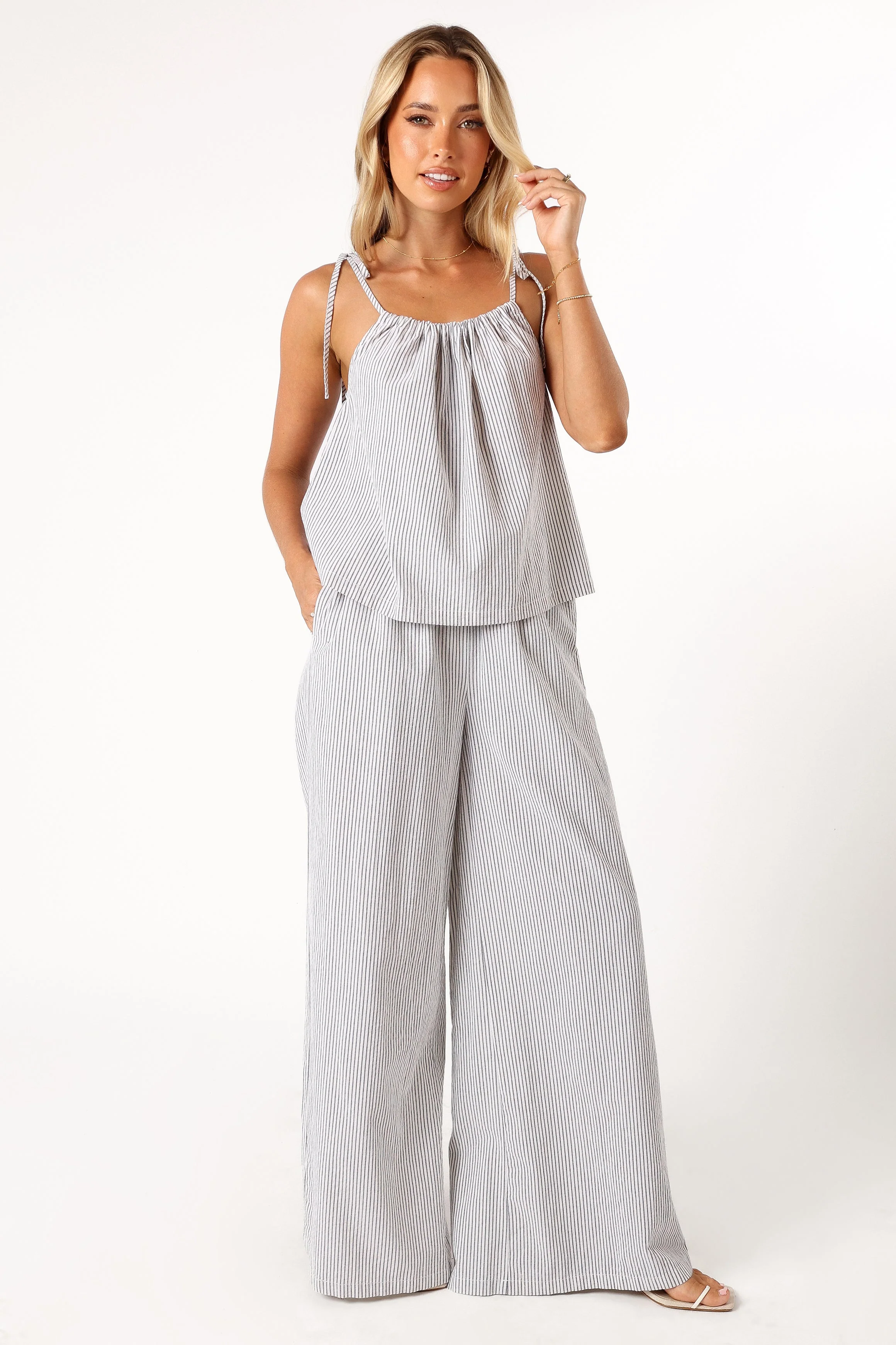 Savanna Striped Pants - White