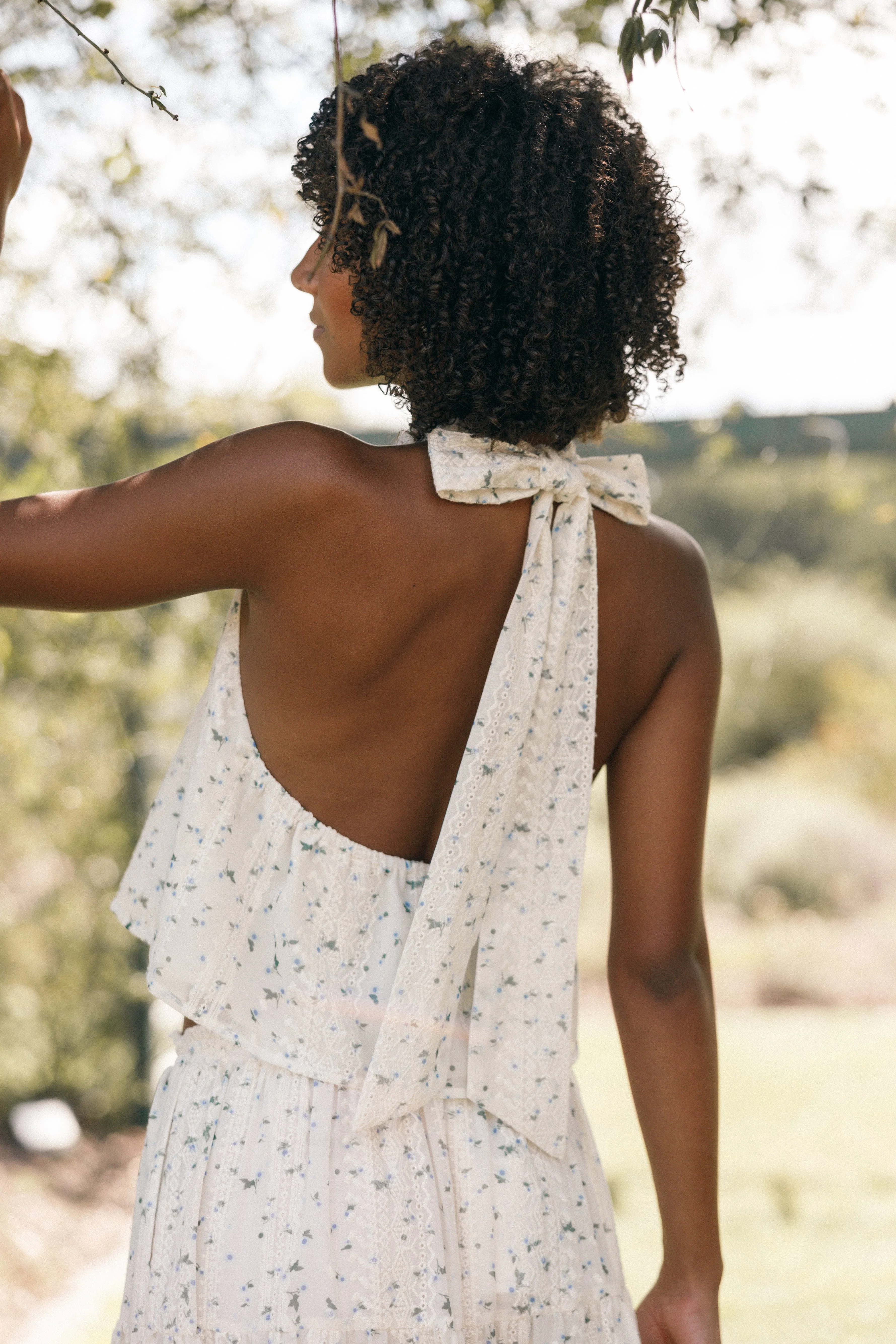 Willa Halterneck Top - Blue Floral