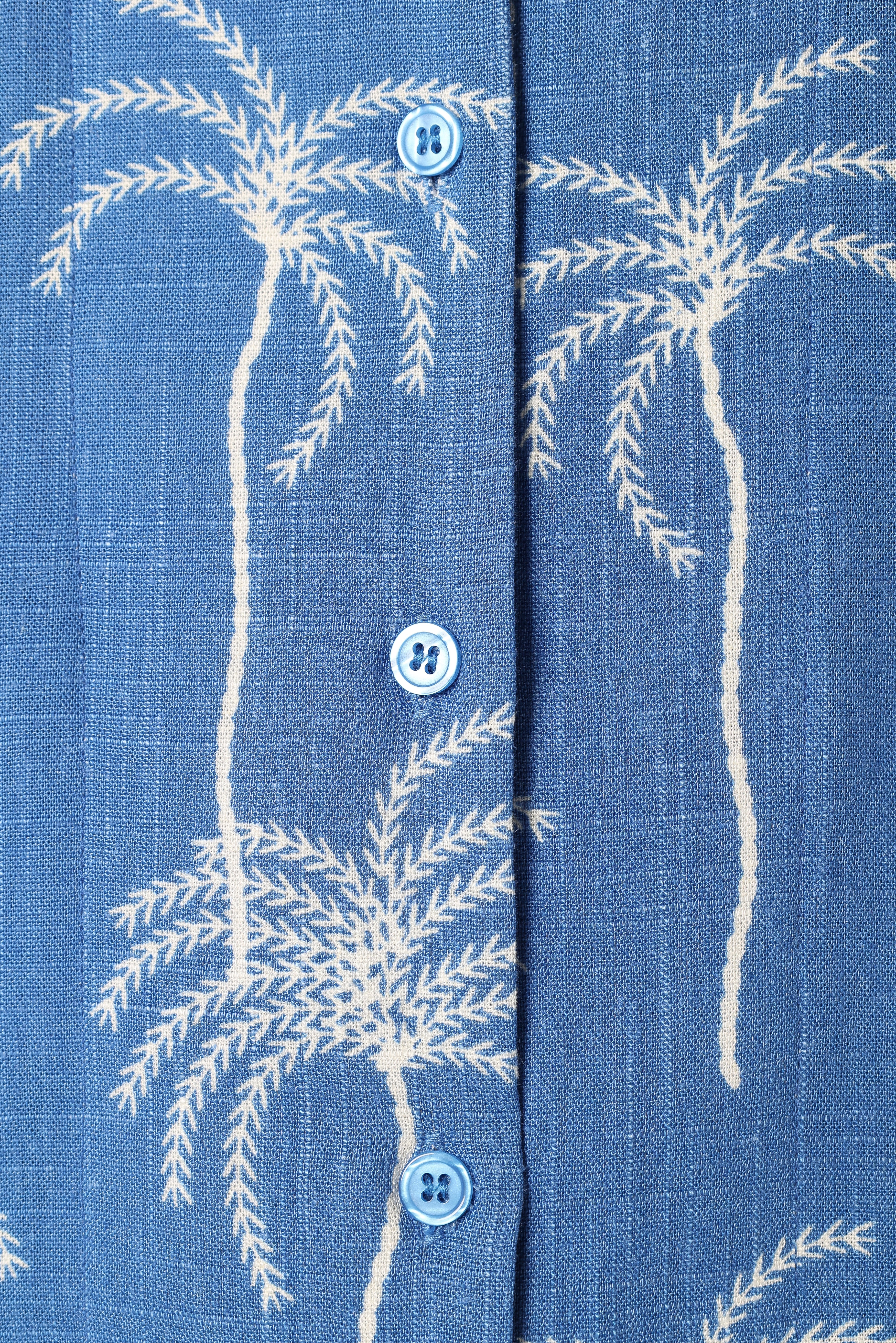 Amira Short Sleeve Shirt - Blue Palm Print