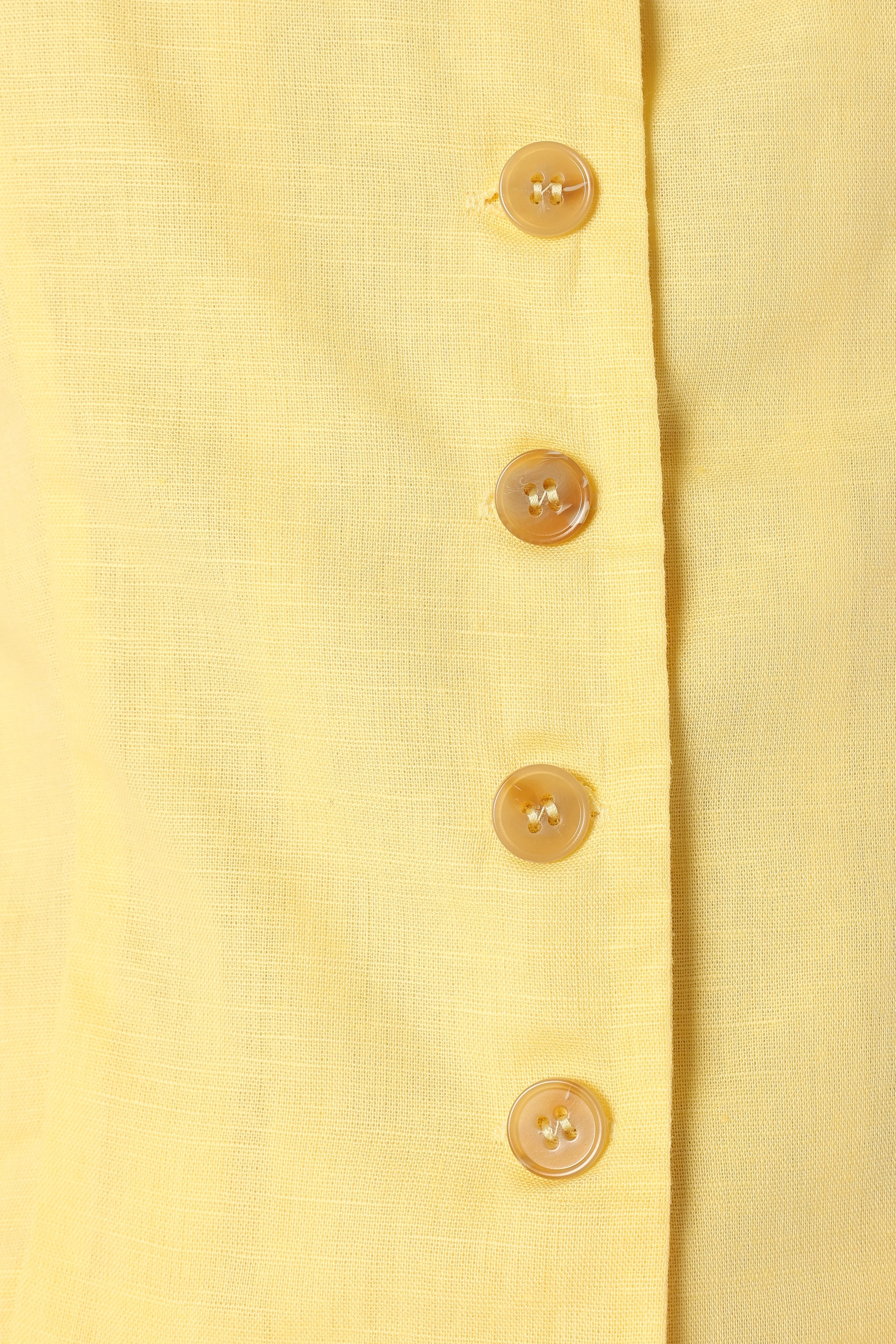 Laurent Button Through Top - Butter Yellow