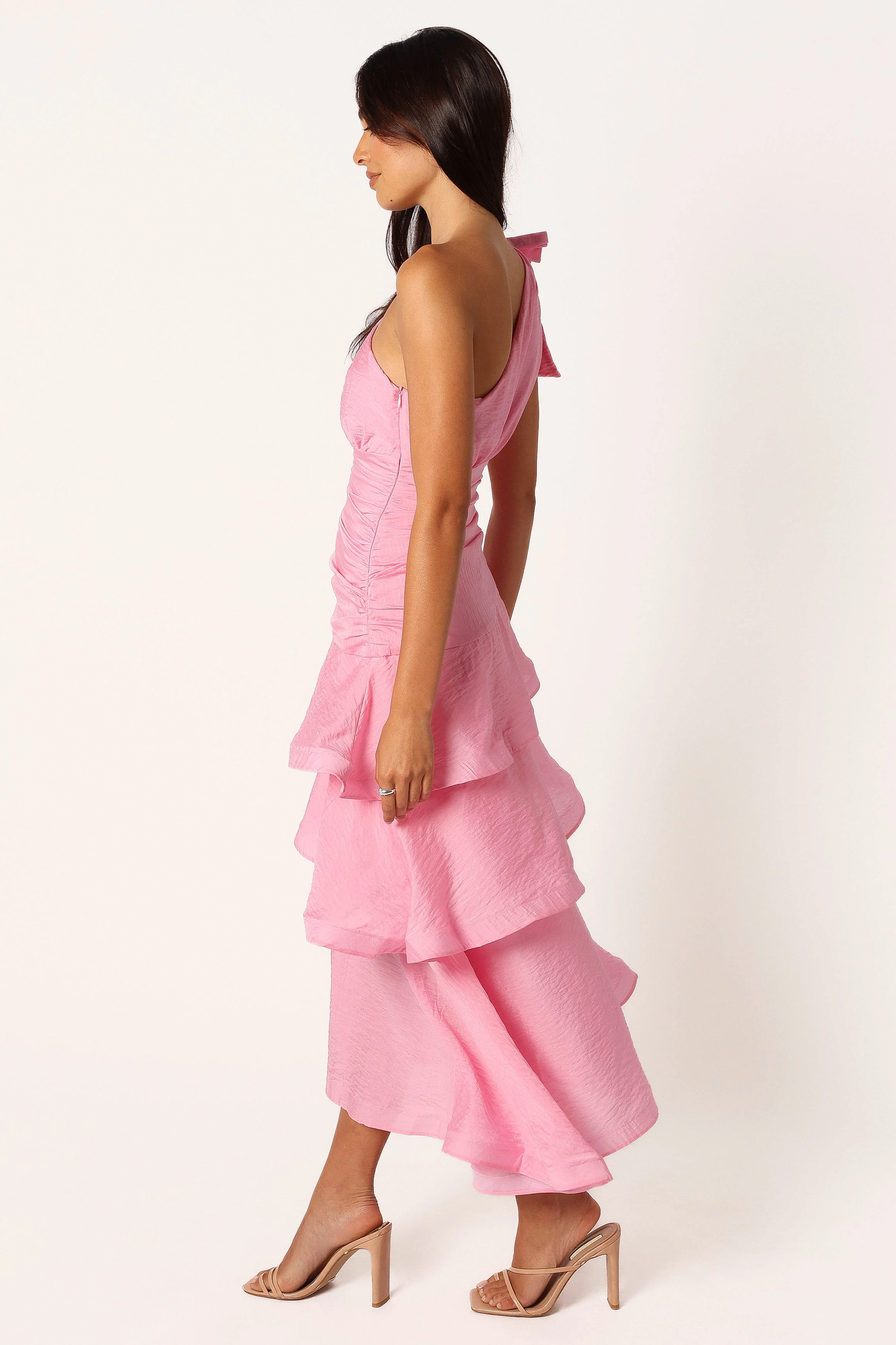 Bryson One Shoulder Midi Dress - Pink