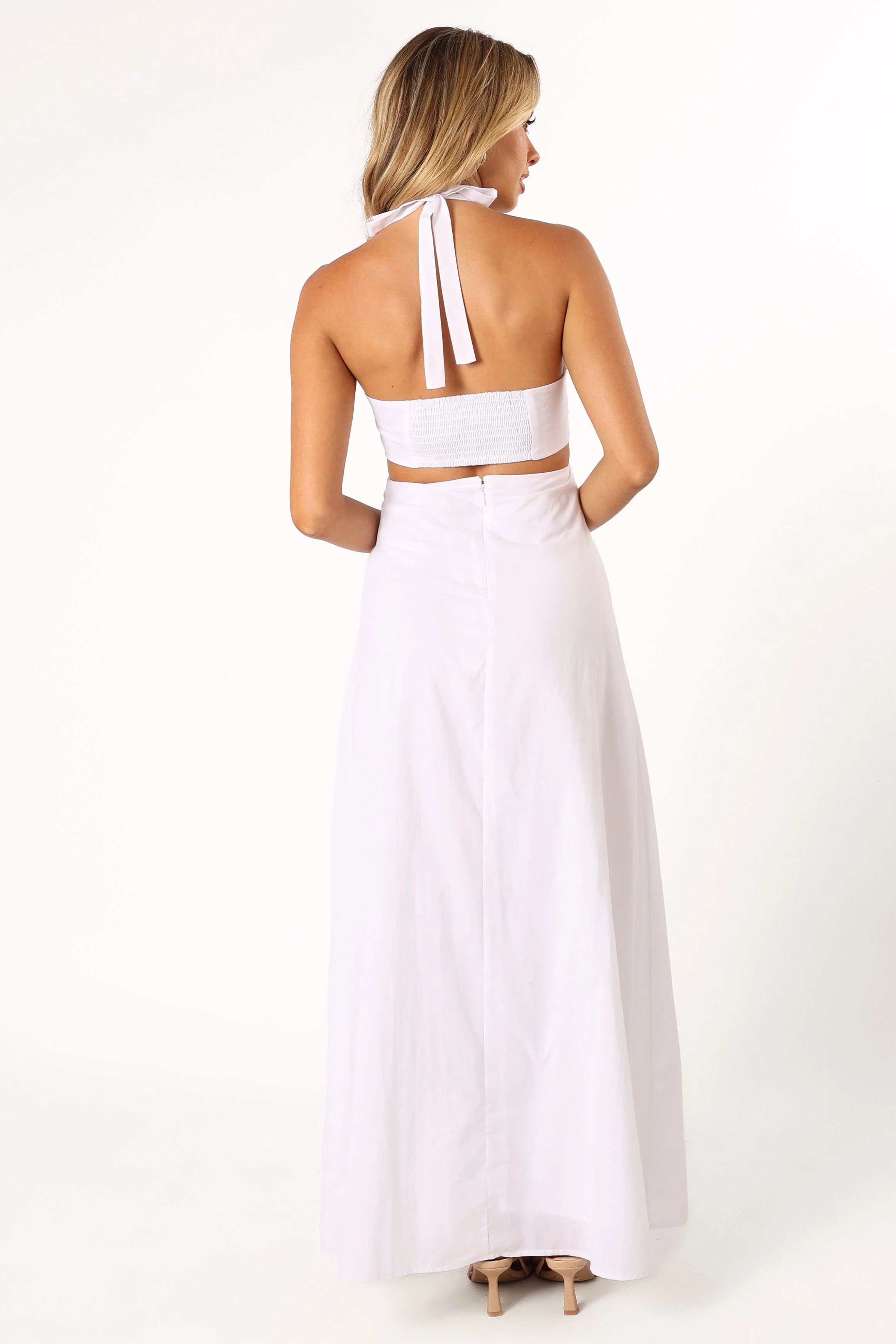Kallos Halterneck Maxi Dress - White