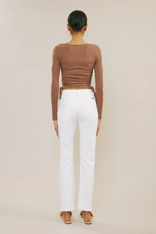 Lulu High Rise Slim Straight Jean - White