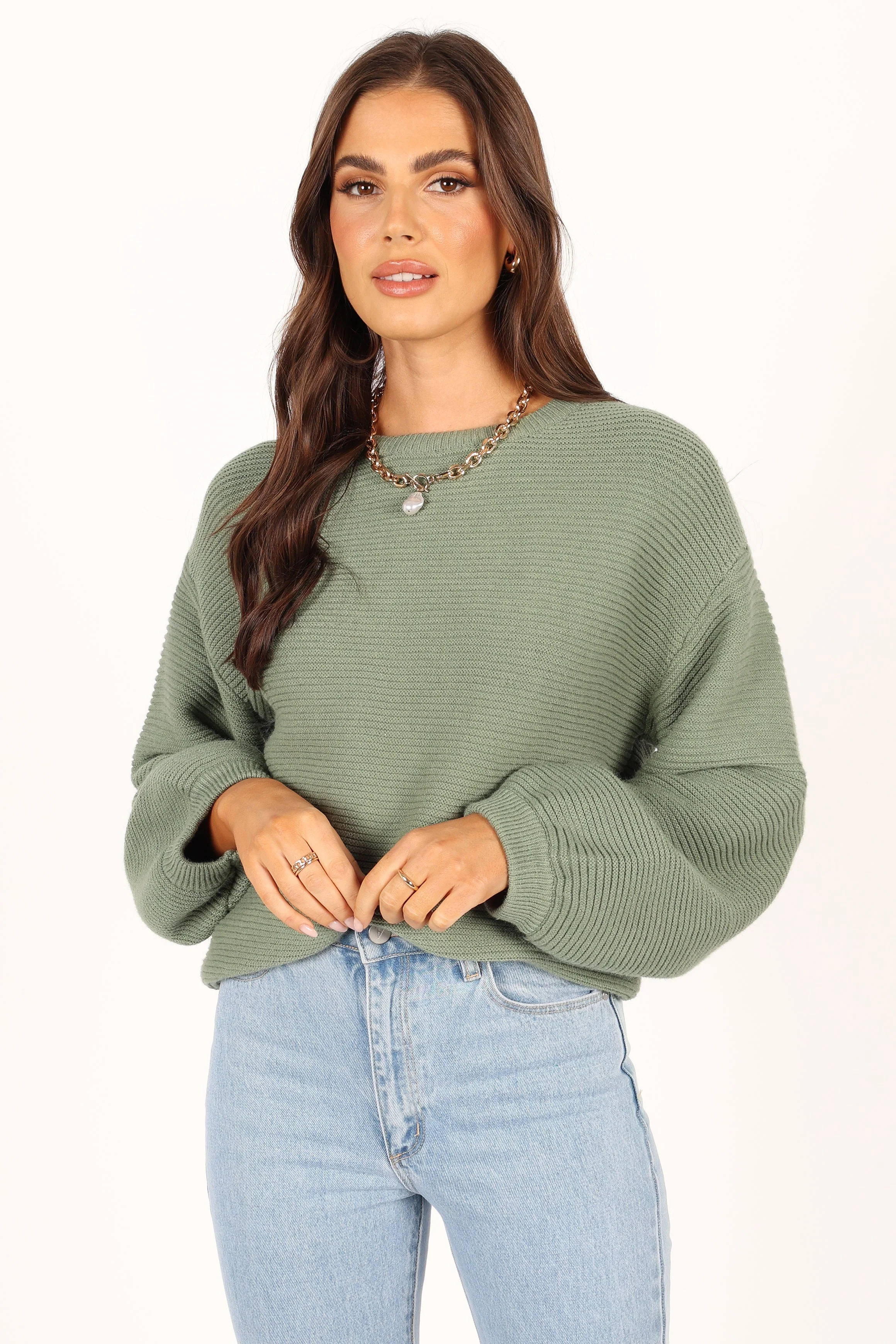 Lakelyn Textured Knit Sweater - Khaki