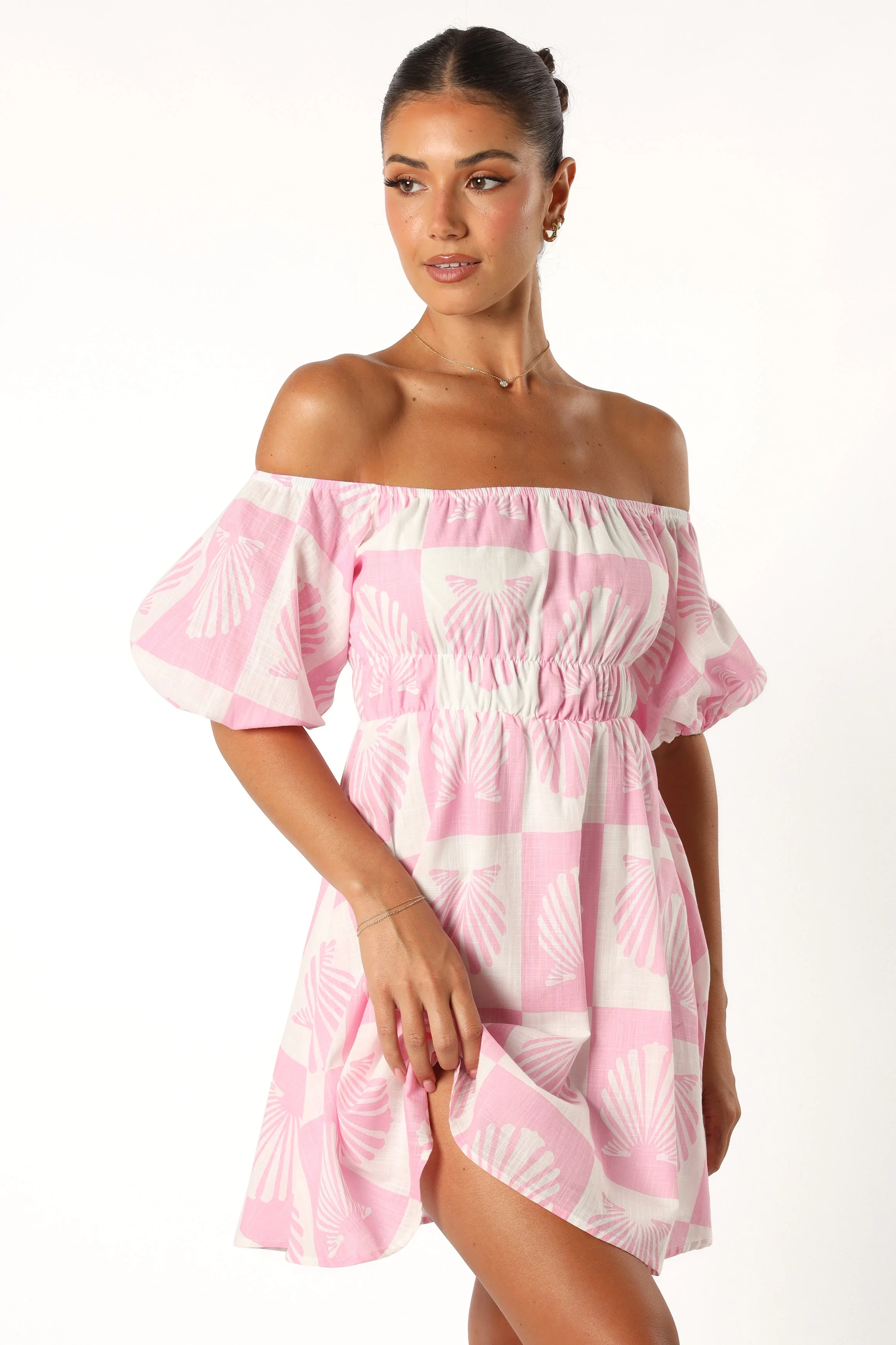 Rocco Off Shoulder Mini Dress - Pink