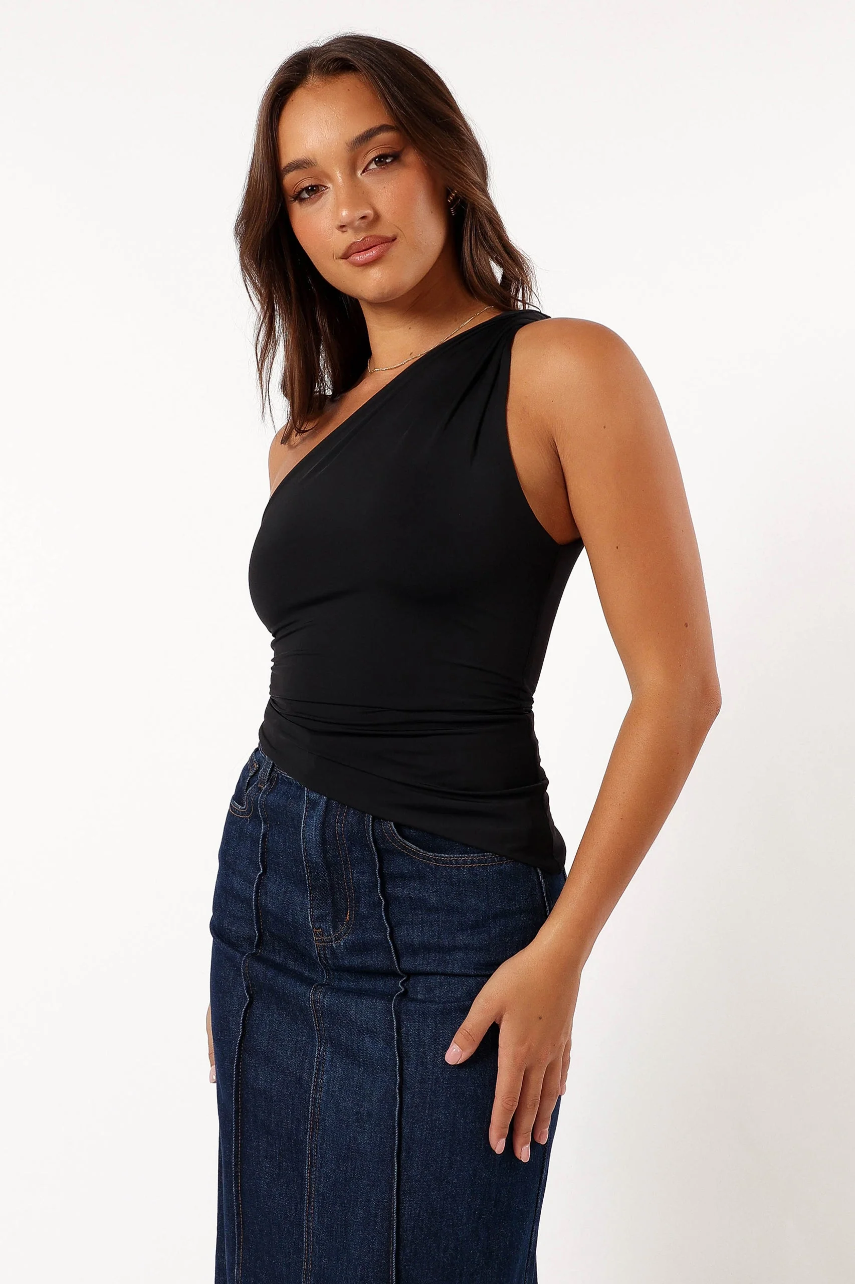 Samantha One Shoulder Top - Black