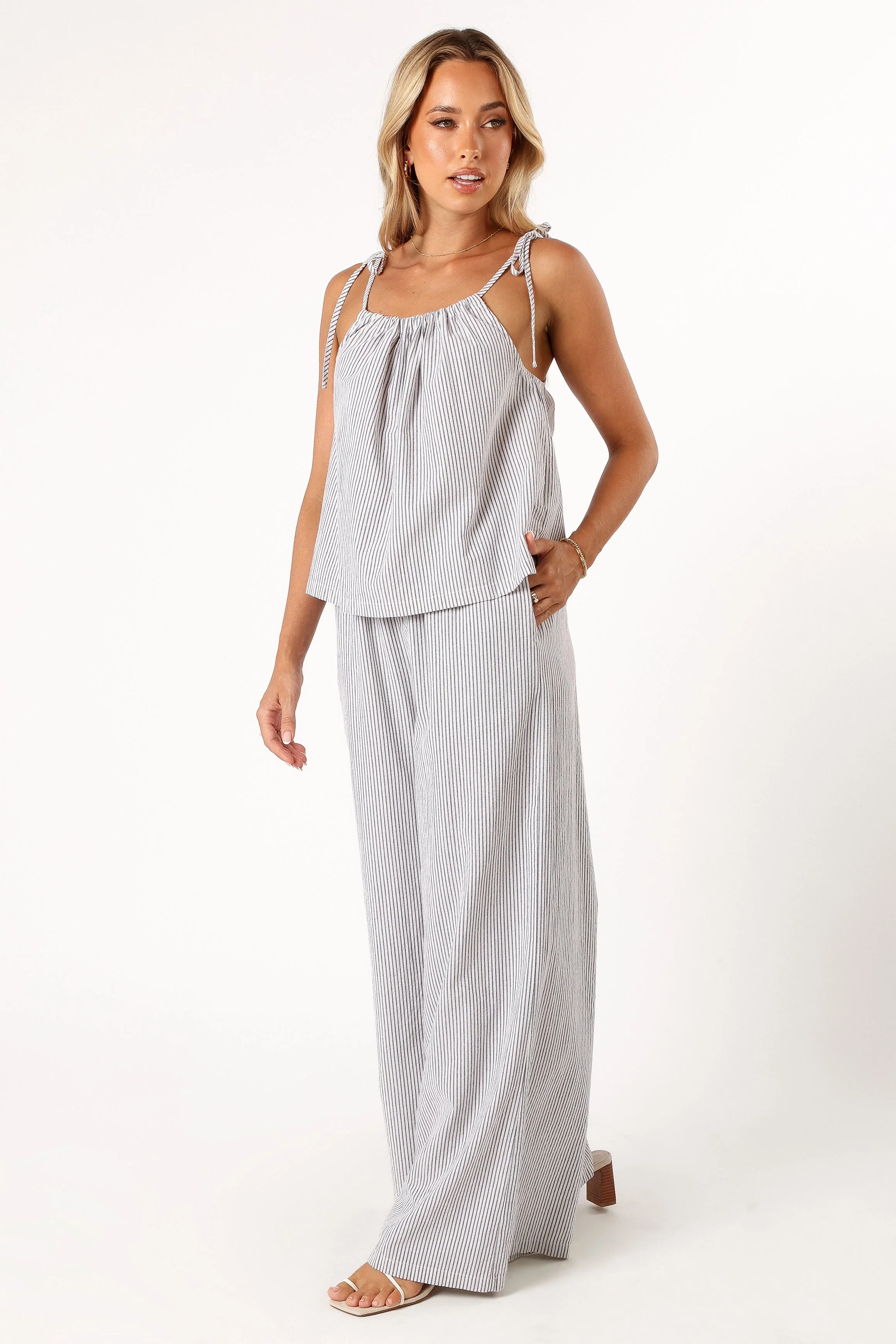 Savanna Striped Pants - White