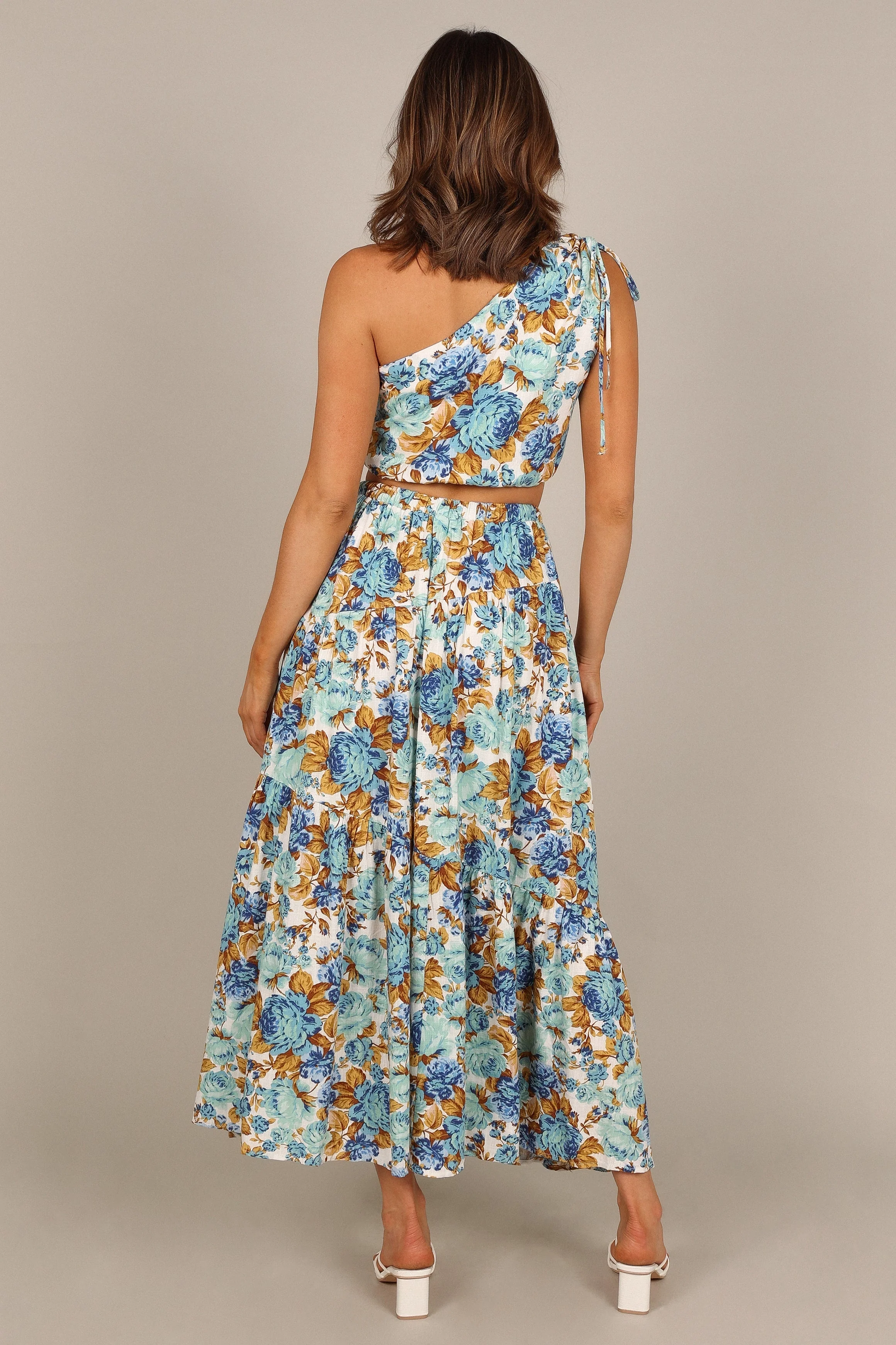 Jules High Waisted Maxi Skirt - Blue Floral