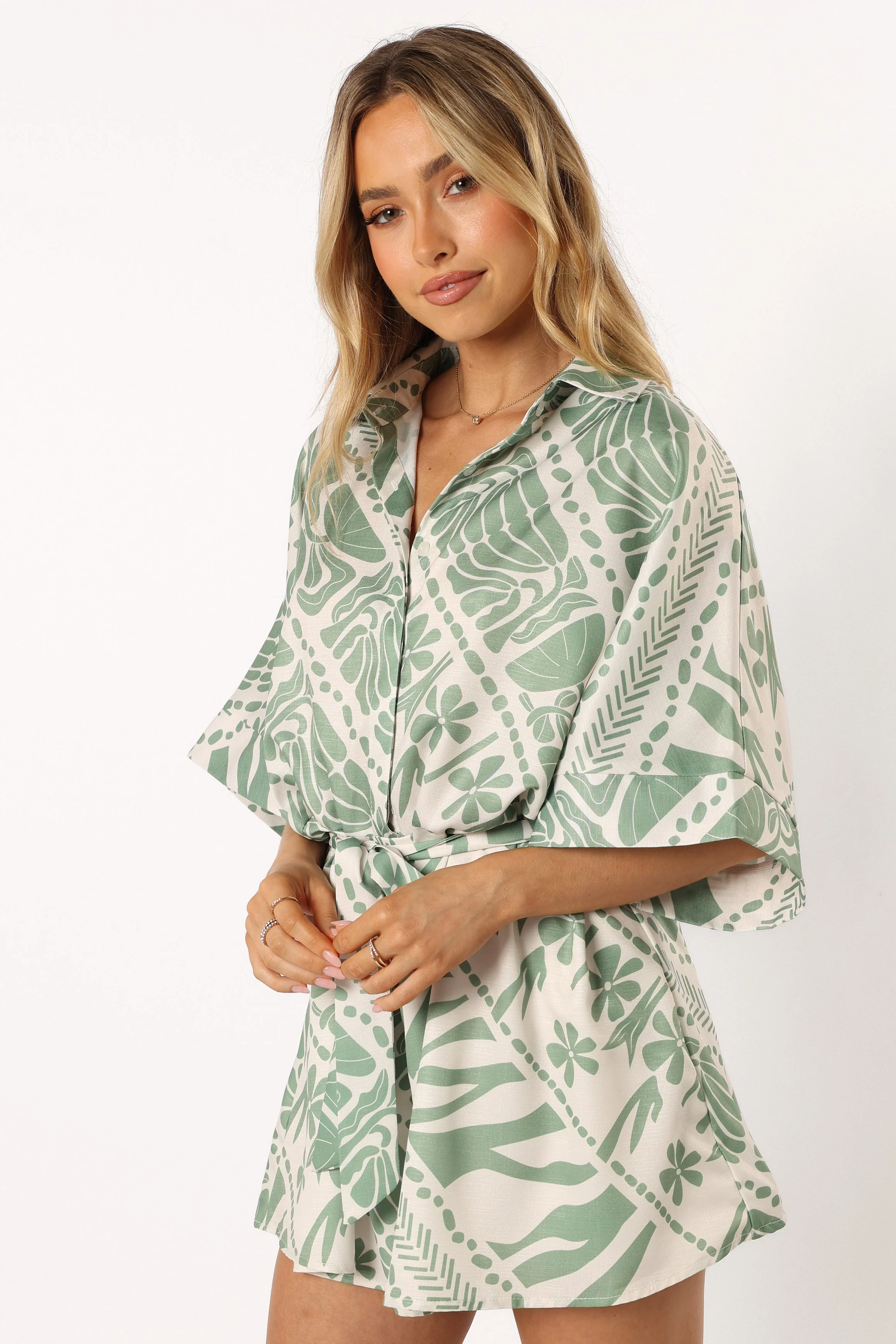 Leila Playsuit - Olive Print