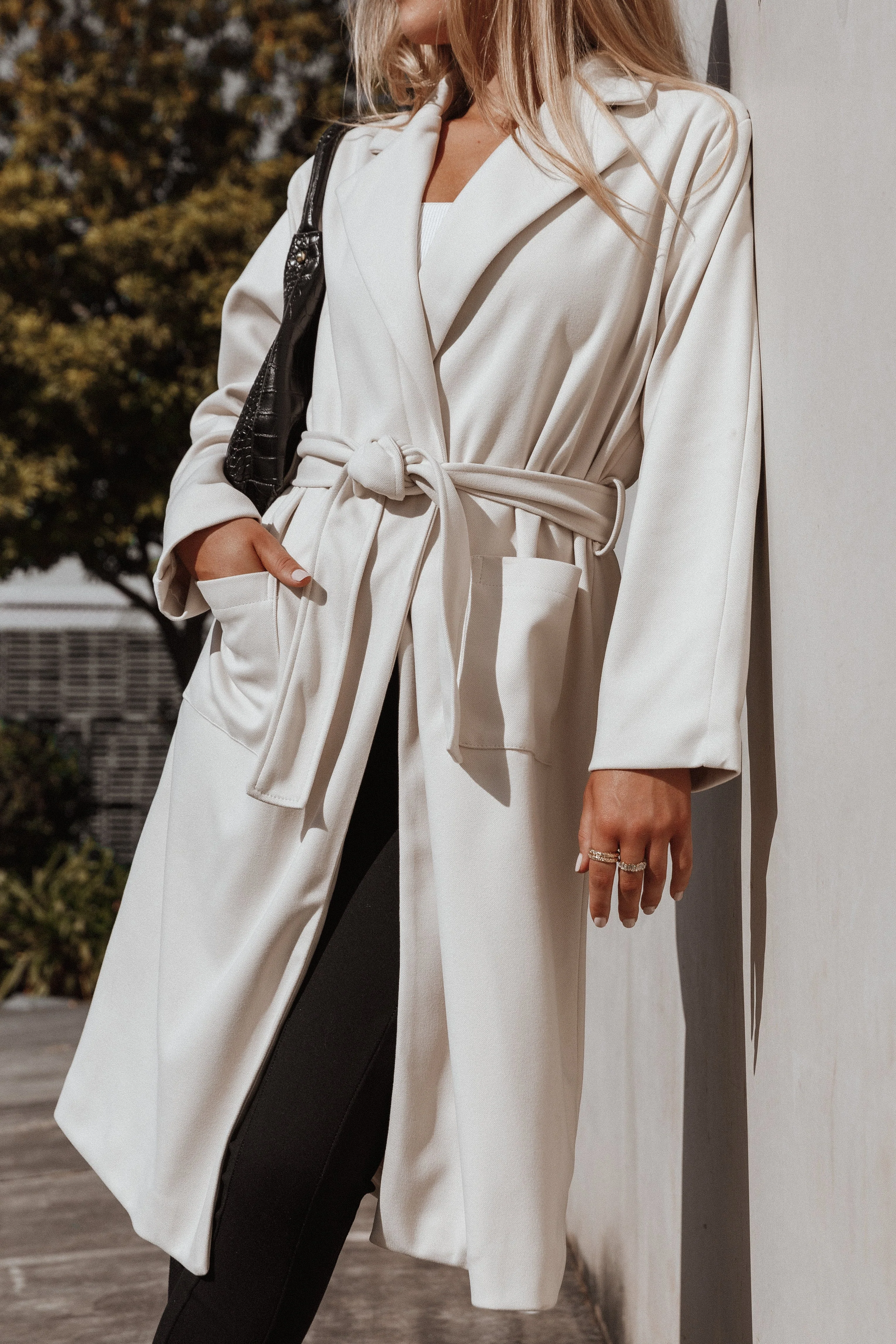 Eden Tie Front Coatigan - Beige
