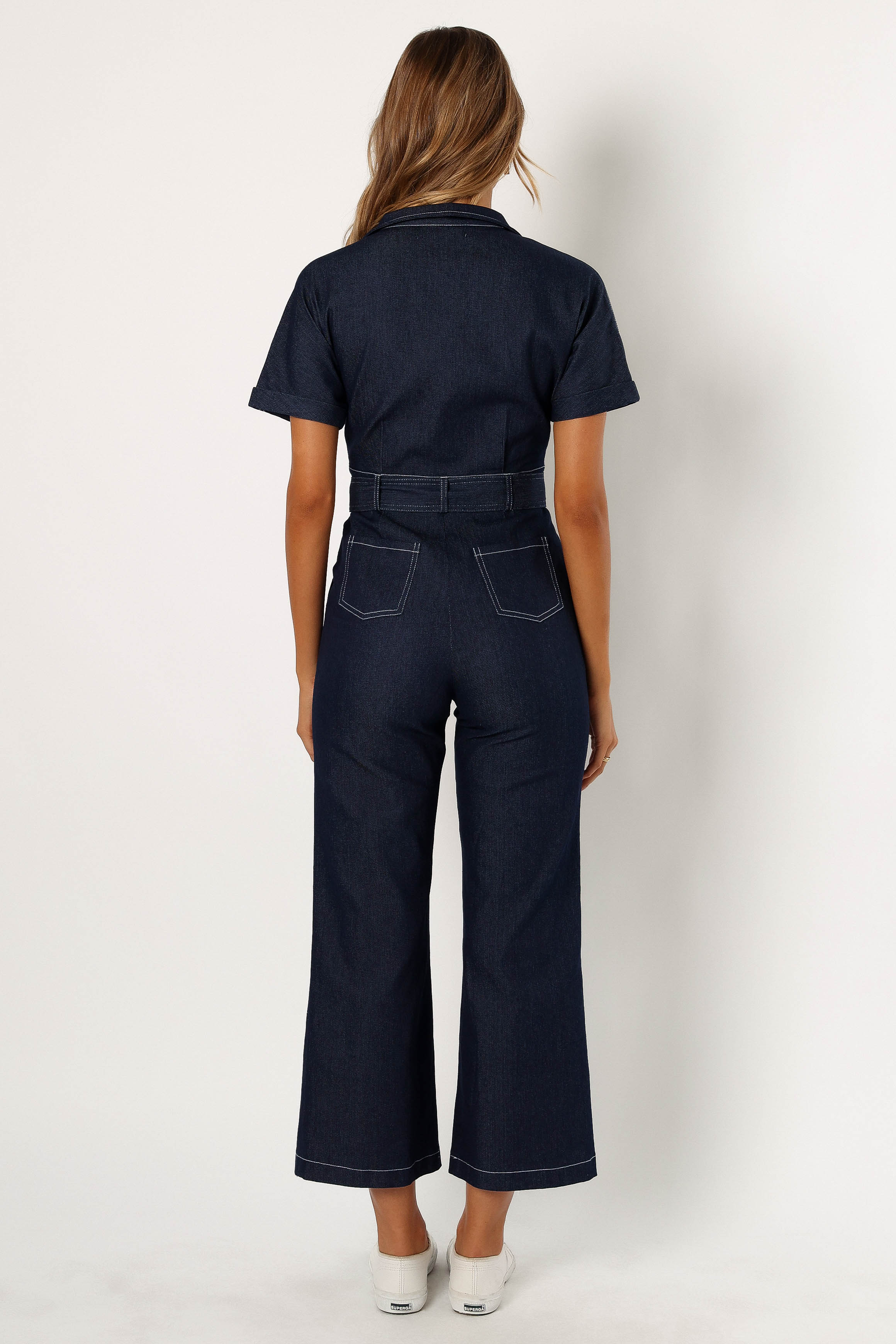 Demi Contrast Stitch Jumpsuit - Dark Denim