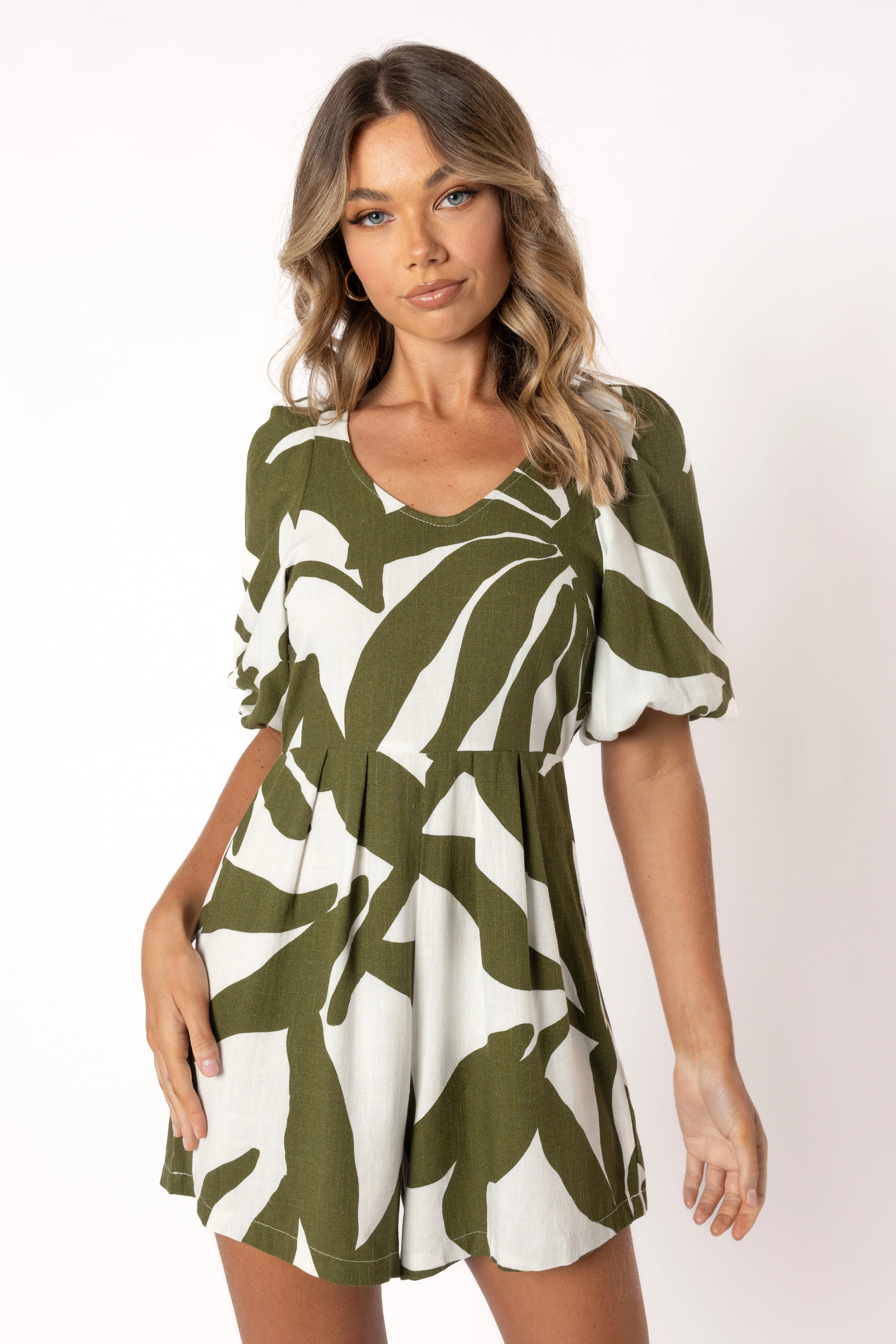 Matilda Playsuit - Olive Palm