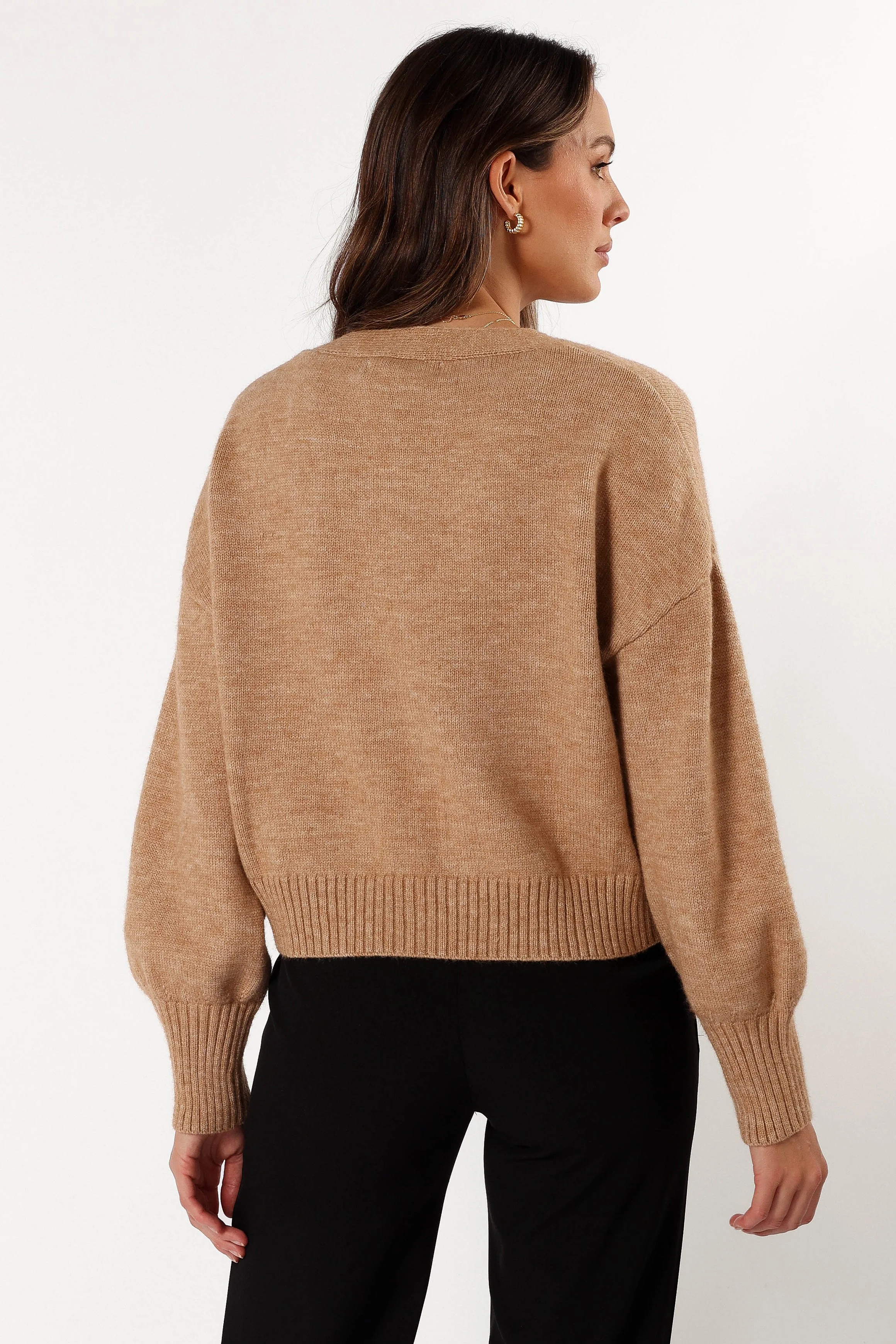 Isabel Button Front Cardigan - Beige