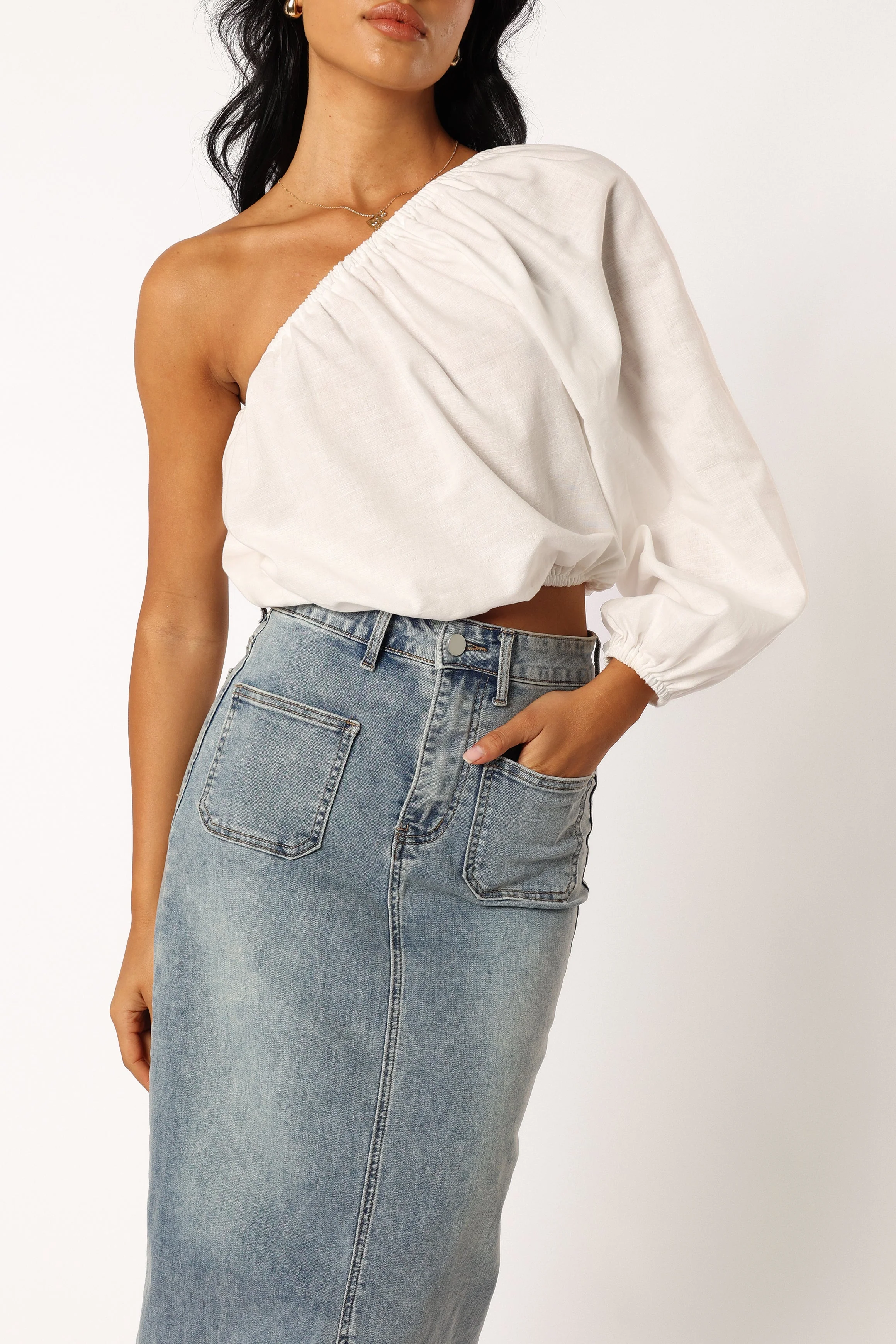 Jeanne One Shoulder Top - White
