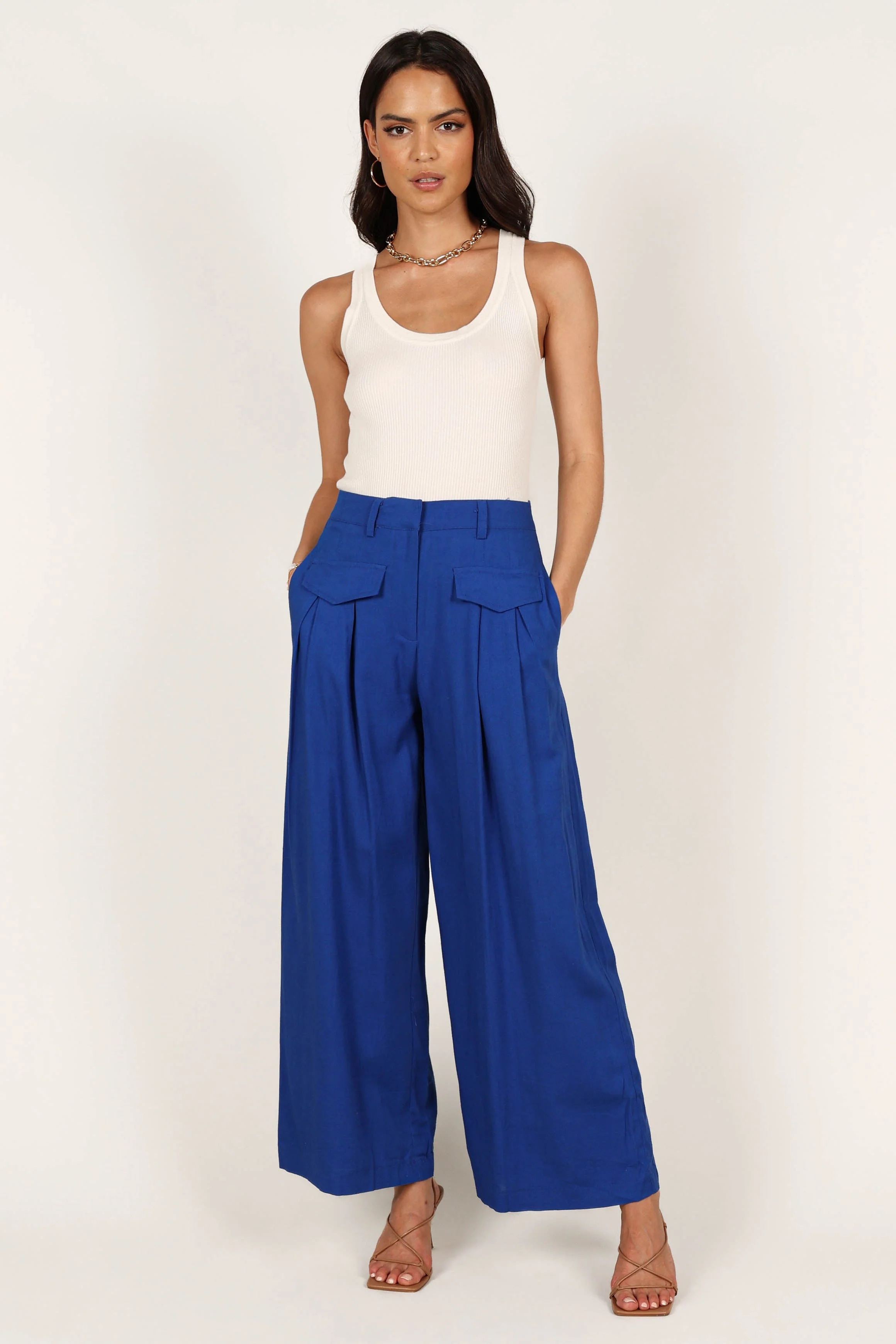 Joanie Wide Leg Pants - Blue