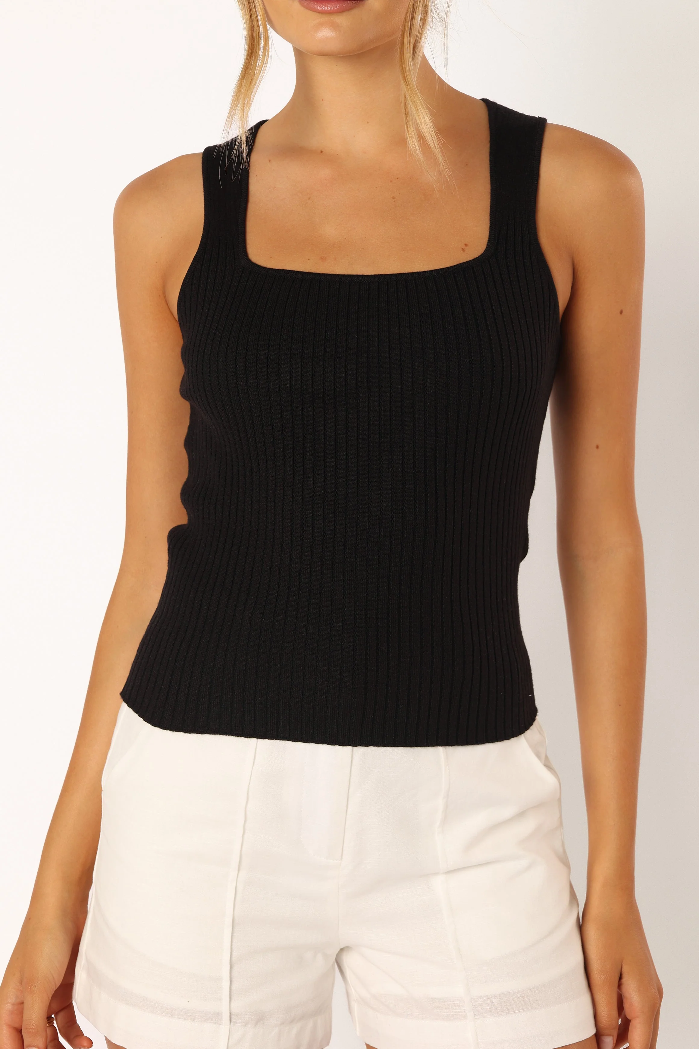 Yara Rib Knit Top - Black