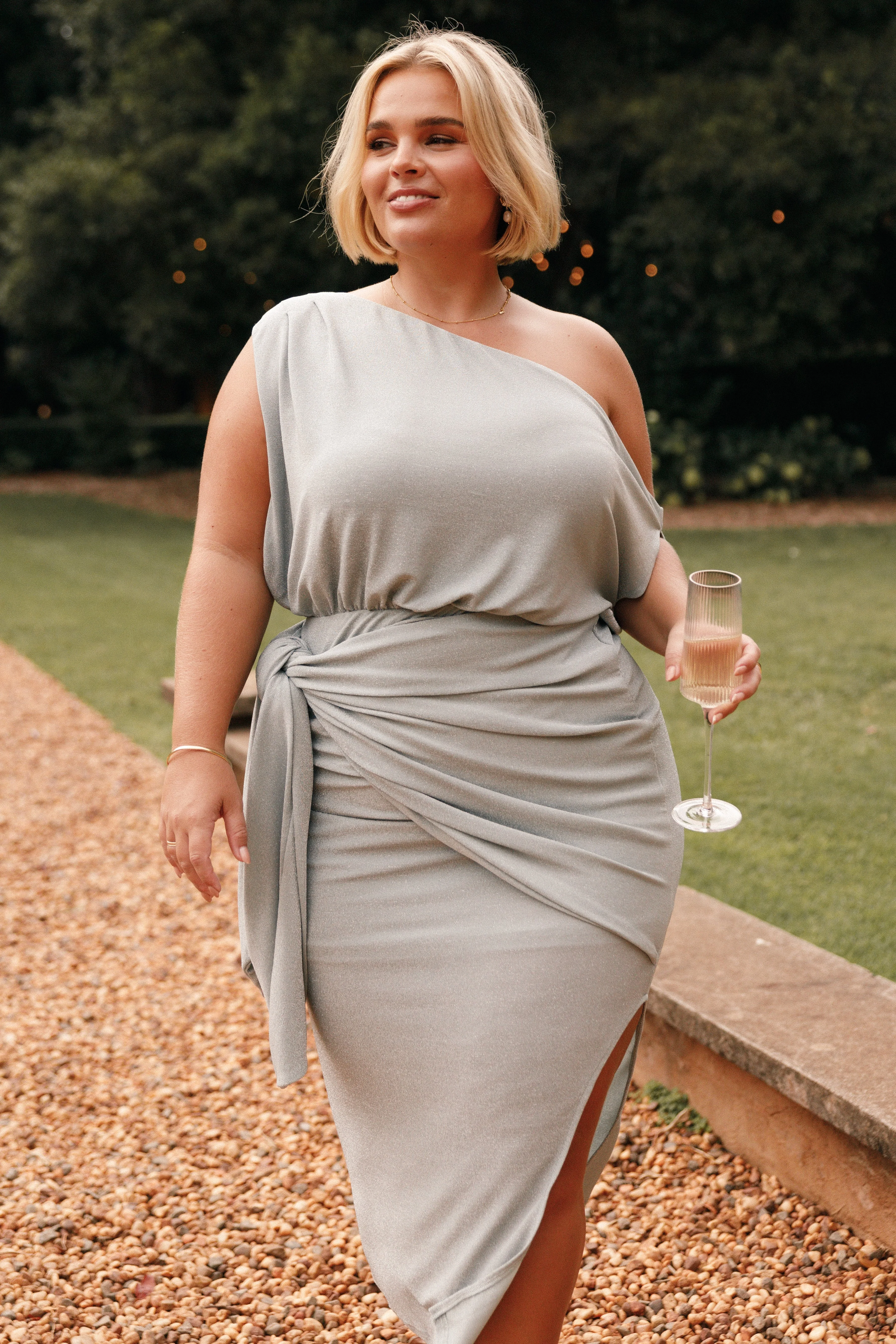 Santiago Off Shoulder Midi Dress - Sage