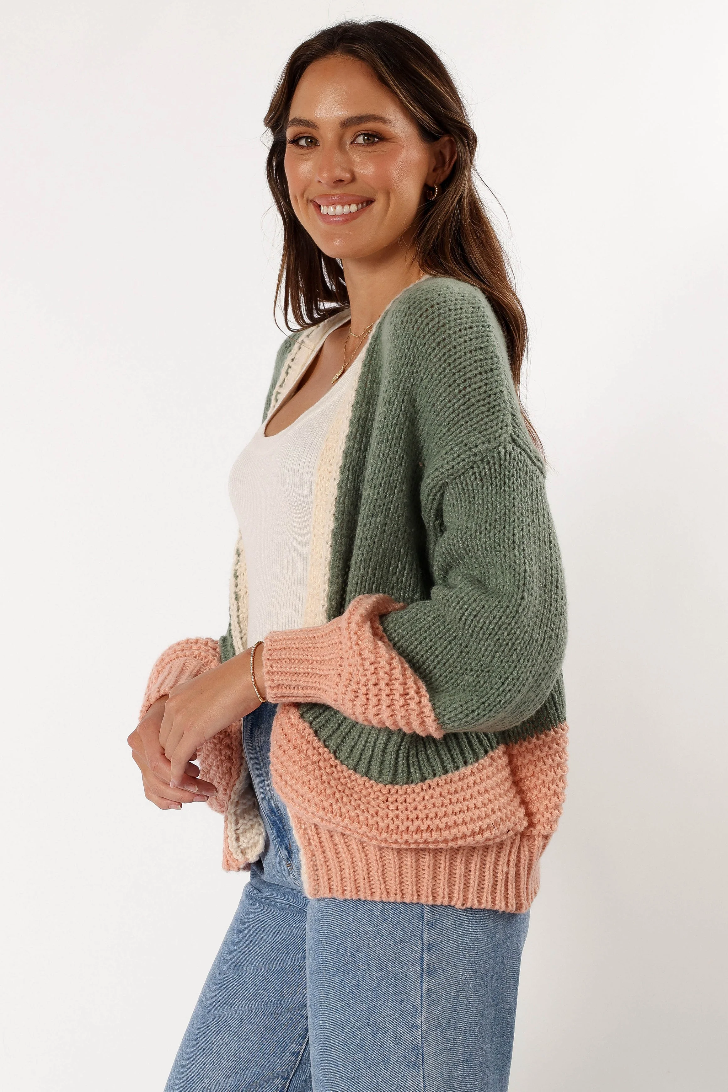 Alma Open Front Cardigan - Green