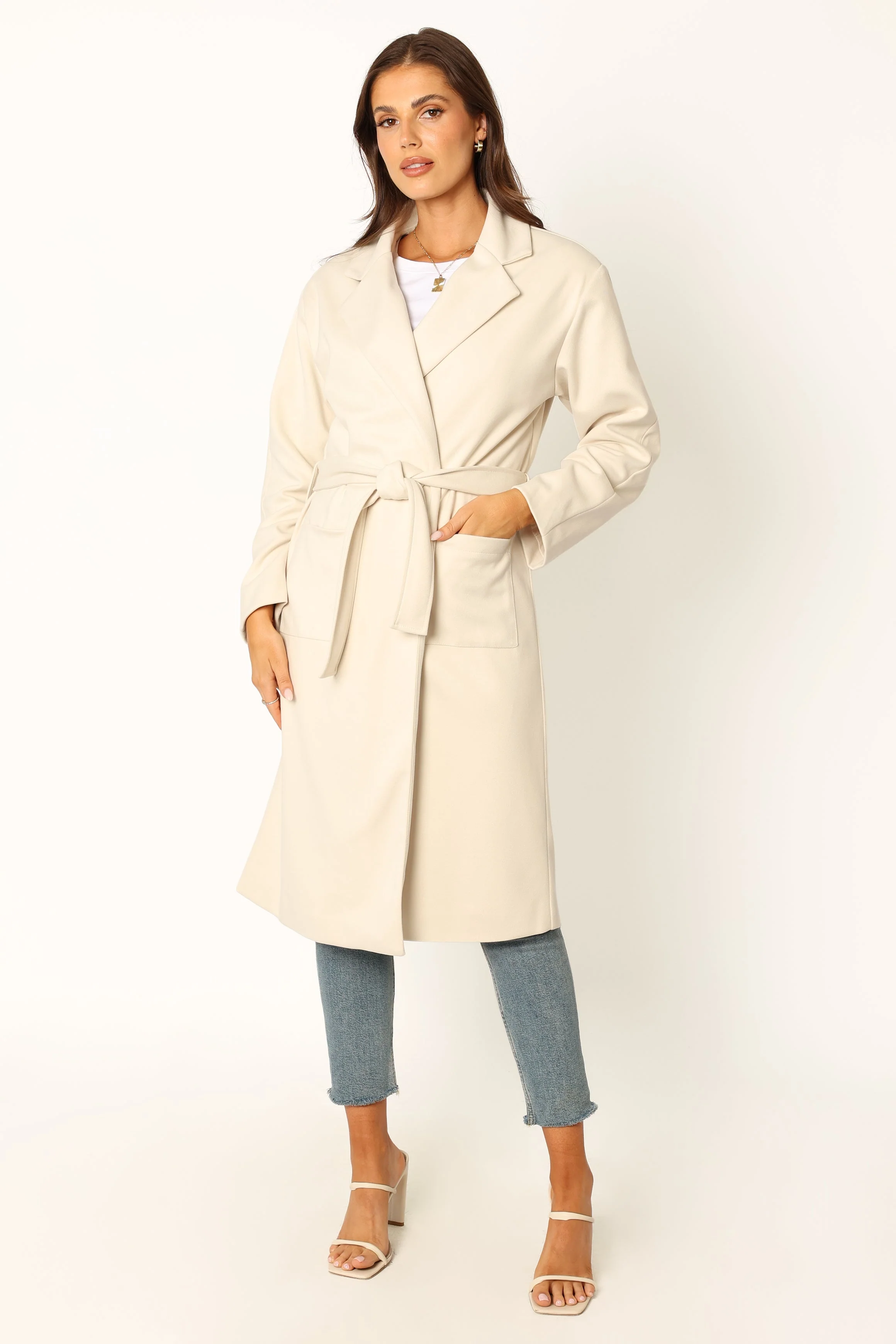 Eden Tie Front Coatigan - Beige