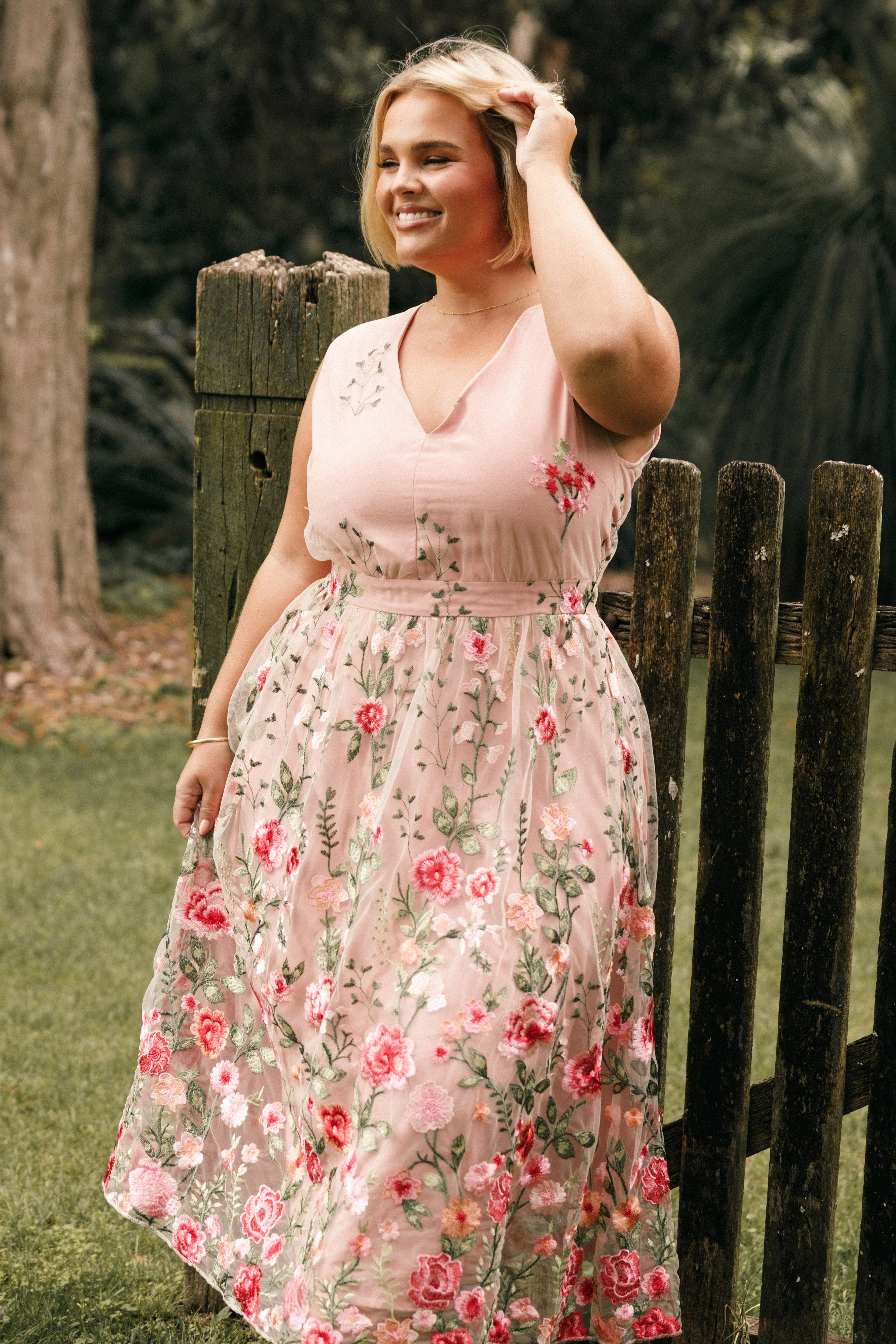 Wonderland Midi Dress - Pink Floral