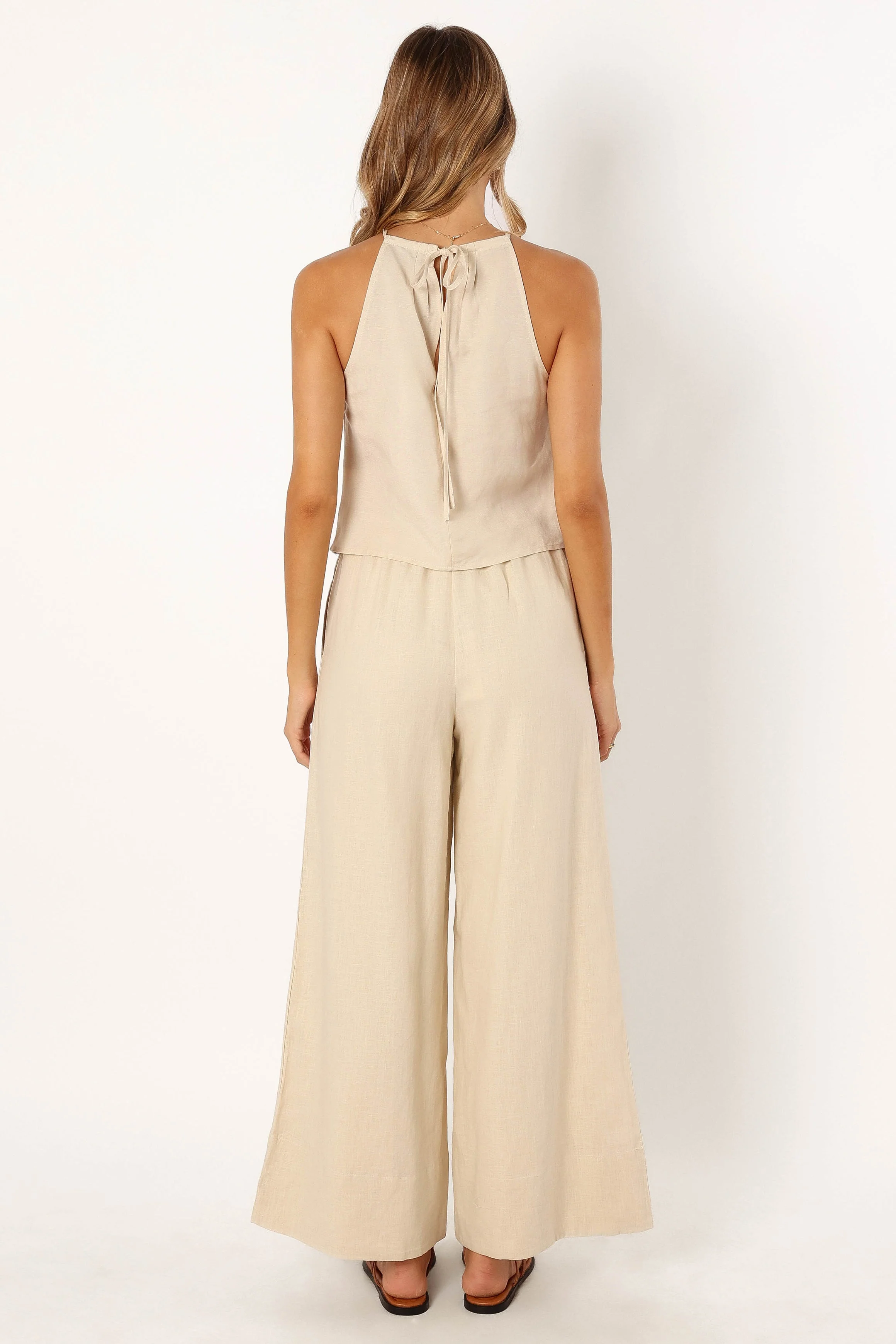 Bowie Wide Leg Linen Pants - Oatmeal