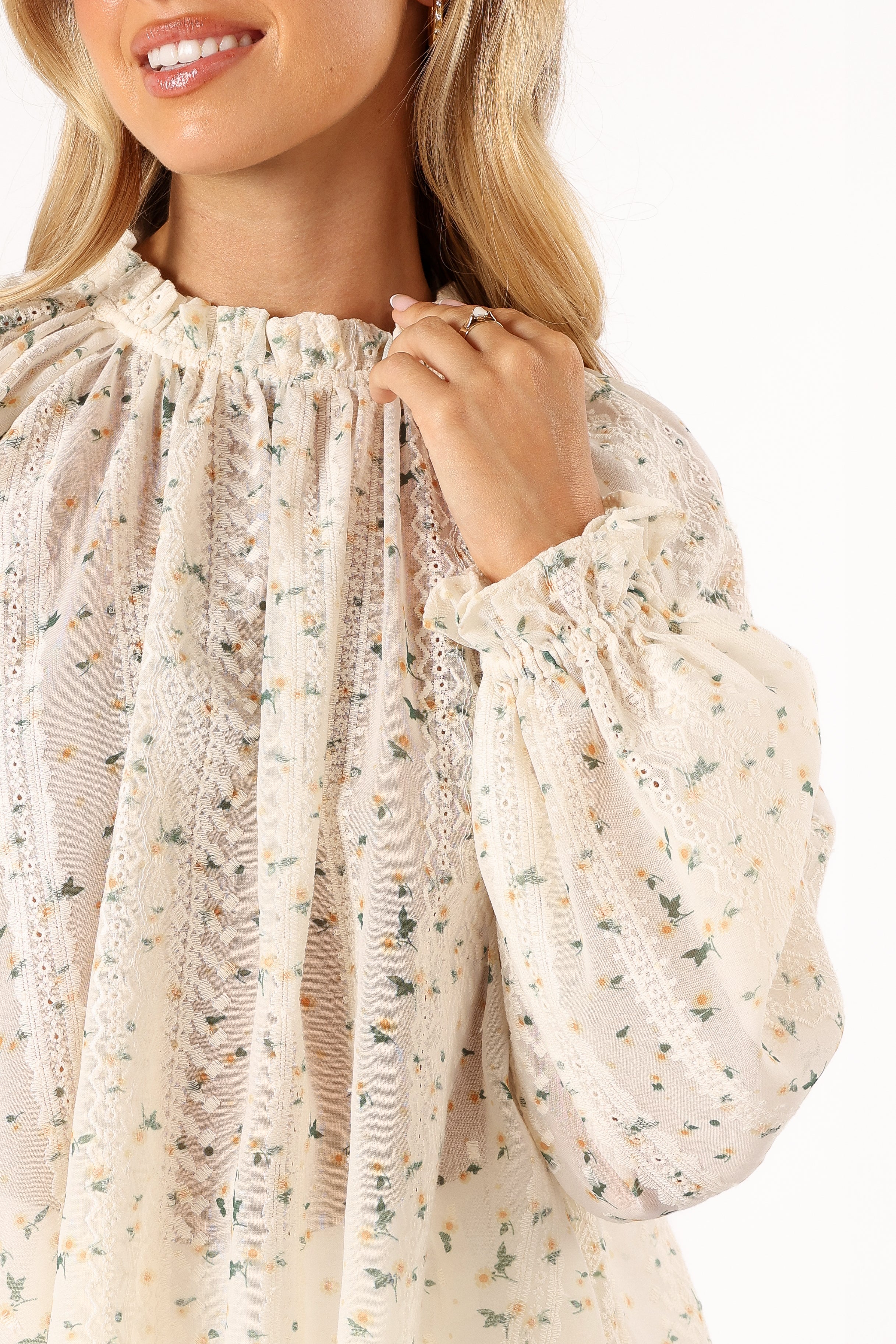 Annie Long Sleeve Top - Yellow Floral